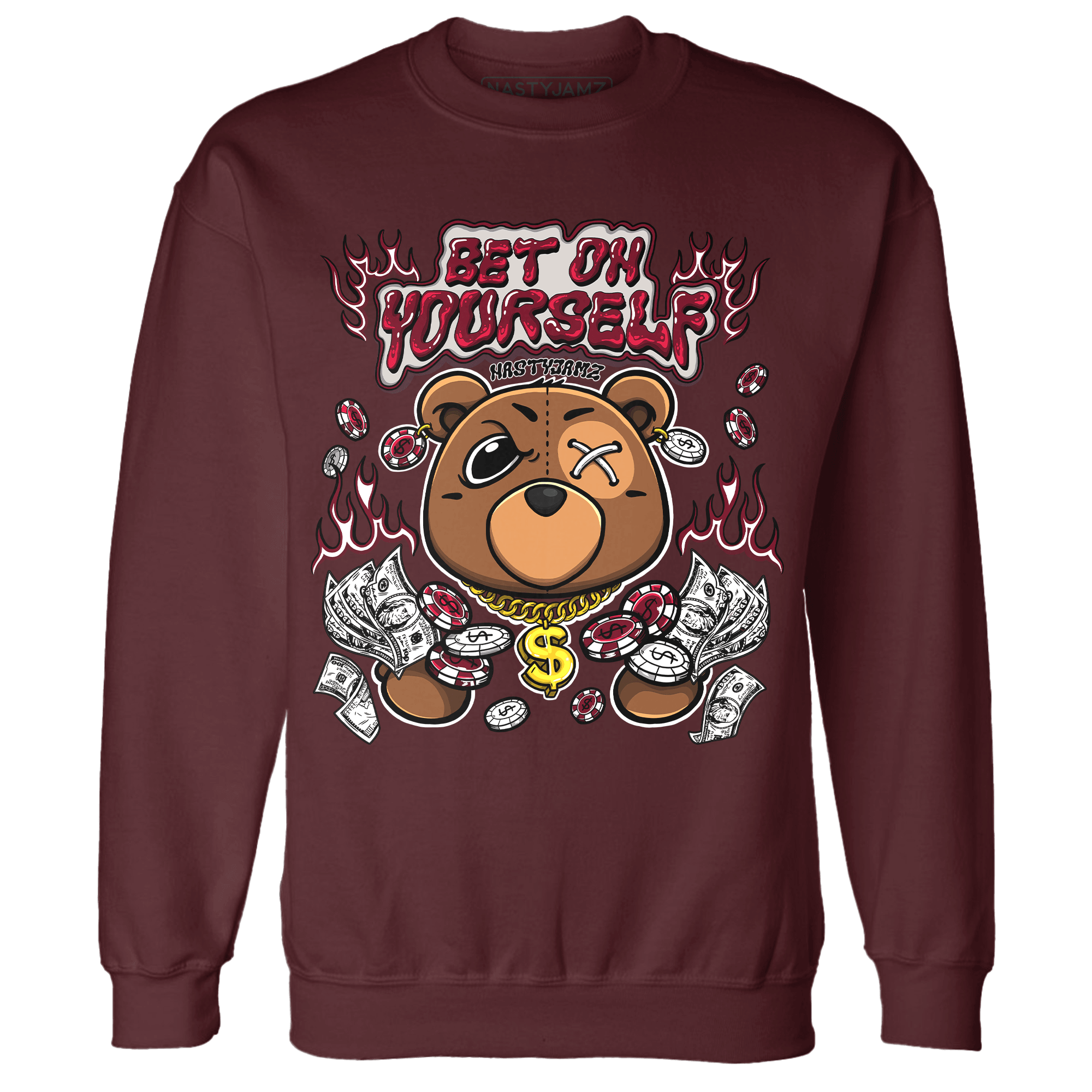 High White Team Red 1s Sweatshirt Match Bet On Yourself BER - NastyJamz