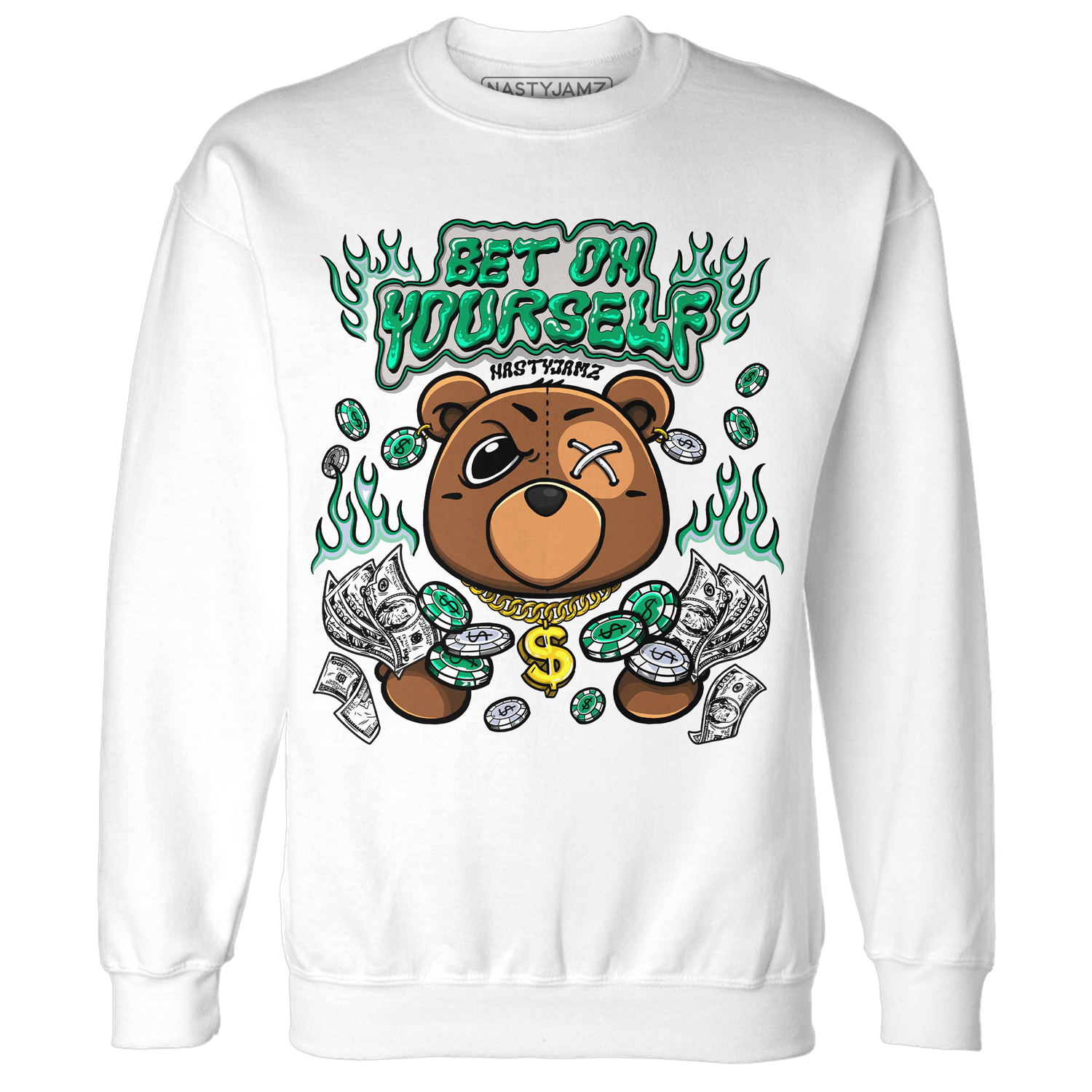 Lucky Green 5s Sweatshirt Match Bet On Yourself BER - NastyJamz