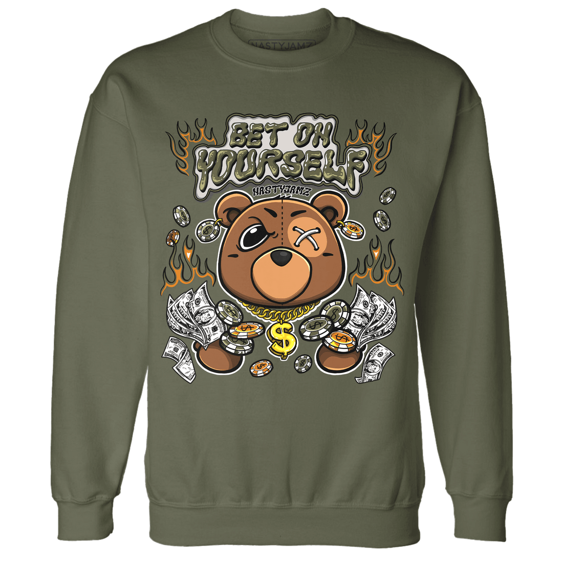 Olive 5s Sweatshirt Match Bet On Yourself BER - NastyJamz