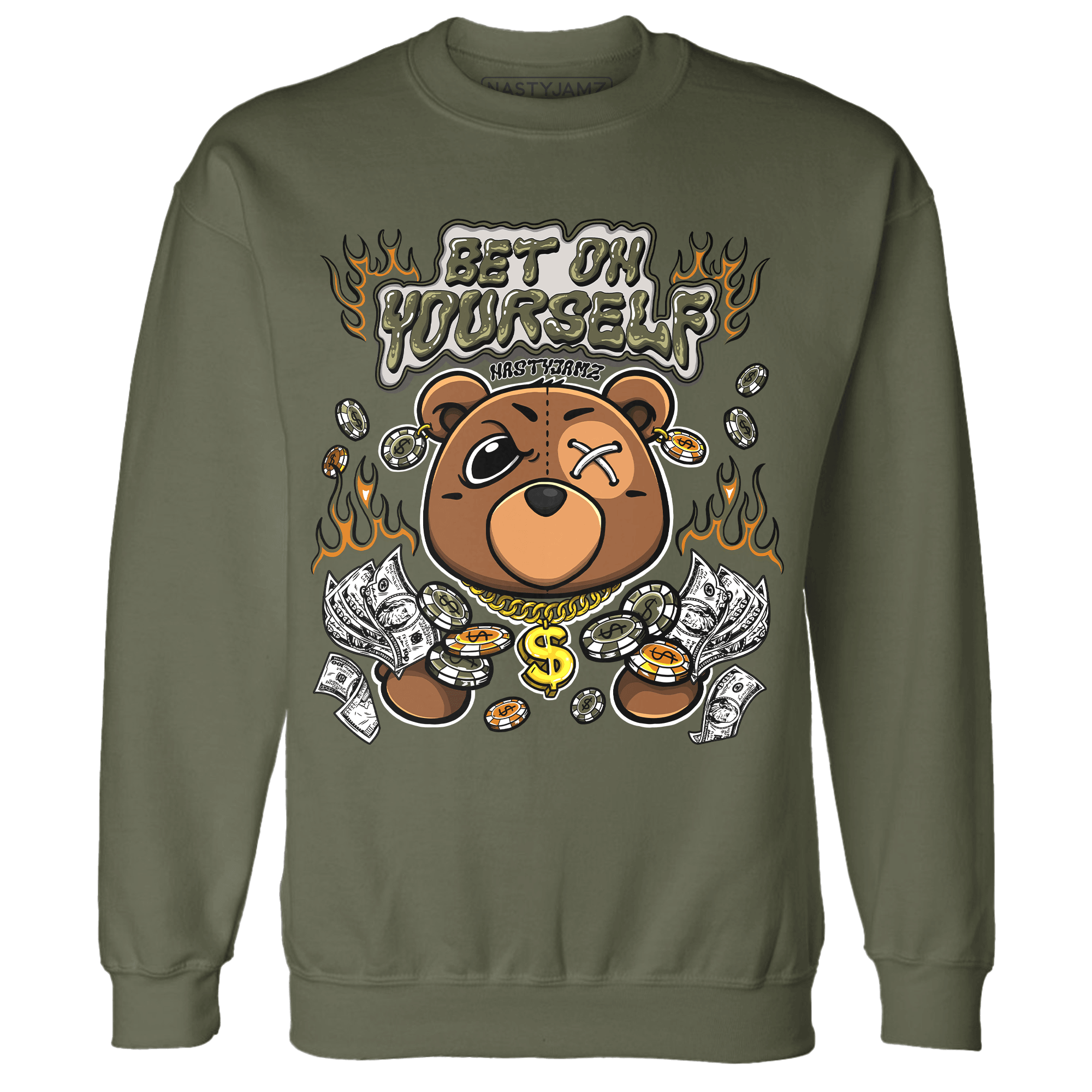 Olive 5s Sweatshirt Match Bet On Yourself BER - NastyJamz