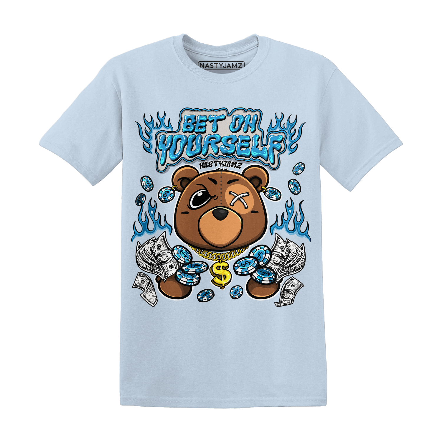 Powder Blue 9s T Shirt Match Bet On Yourself BER - NastyJamz