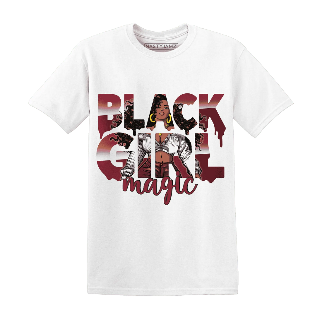 High-87-Metallic-Burgundy-1s-T-Shirt-Match-Black-Girl-Magic