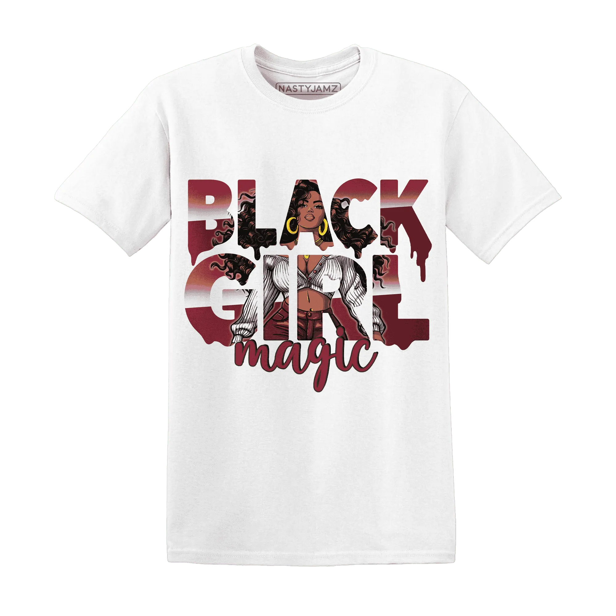 High-87-Metallic-Burgundy-1s-T-Shirt-Match-Black-Girl-Magic