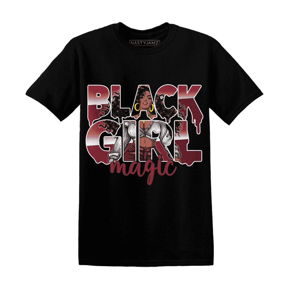 High-87-Metallic-Burgundy-1s-T-Shirt-Match-Black-Girl-Magic