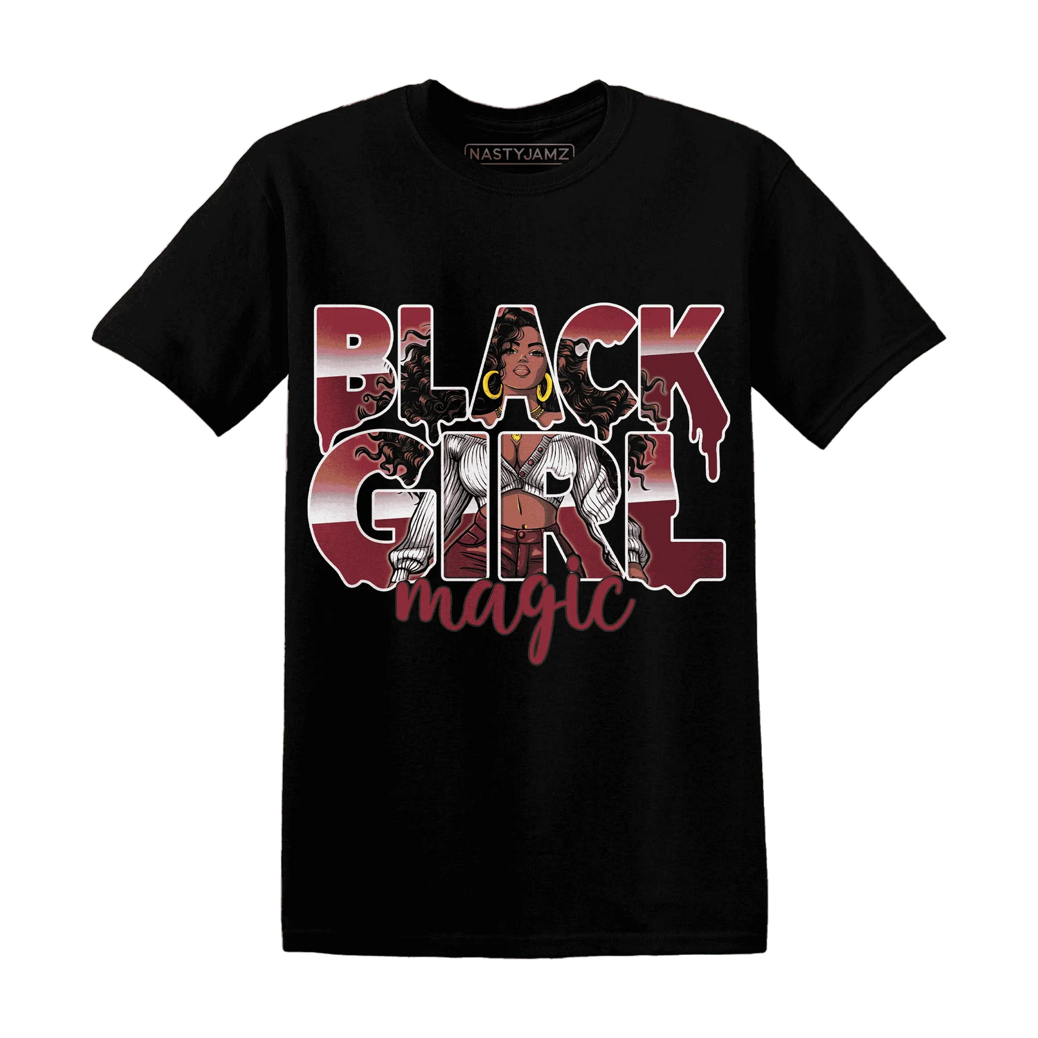 High-87-Metallic-Burgundy-1s-T-Shirt-Match-Black-Girl-Magic