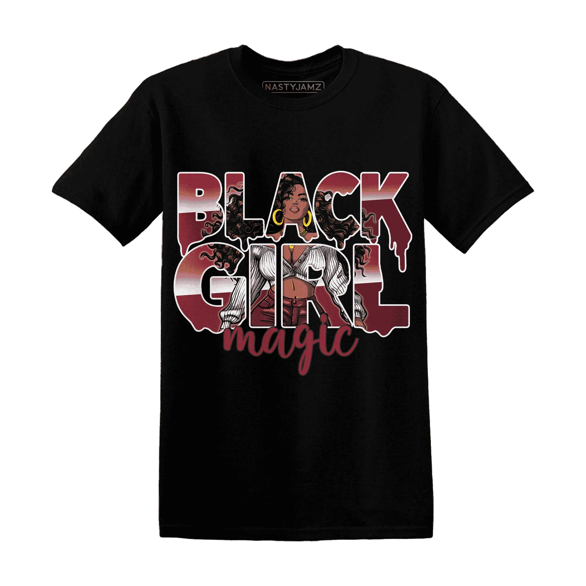 High-87-Metallic-Burgundy-1s-T-Shirt-Match-Black-Girl-Magic