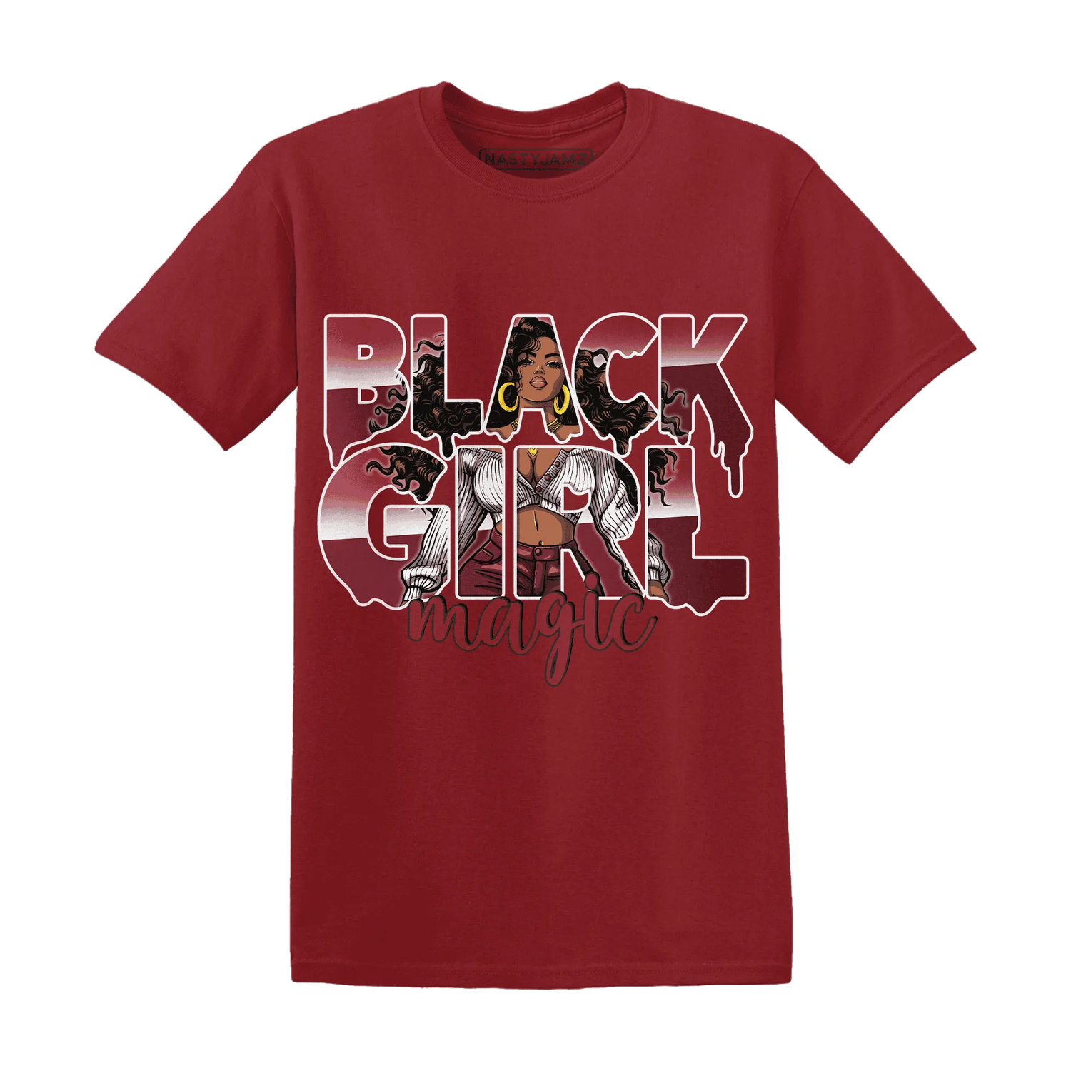 High-87-Metallic-Burgundy-1s-T-Shirt-Match-Black-Girl-Magic