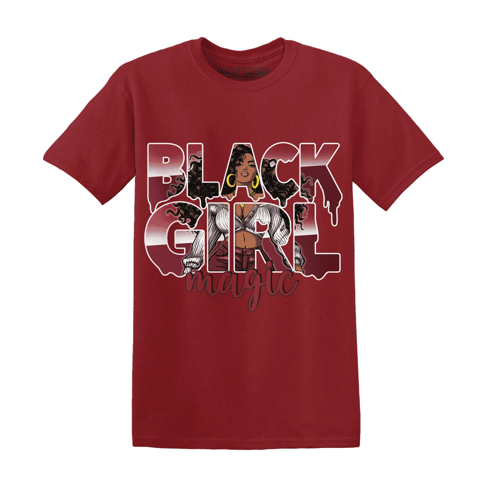 High-87-Metallic-Burgundy-1s-T-Shirt-Match-Black-Girl-Magic