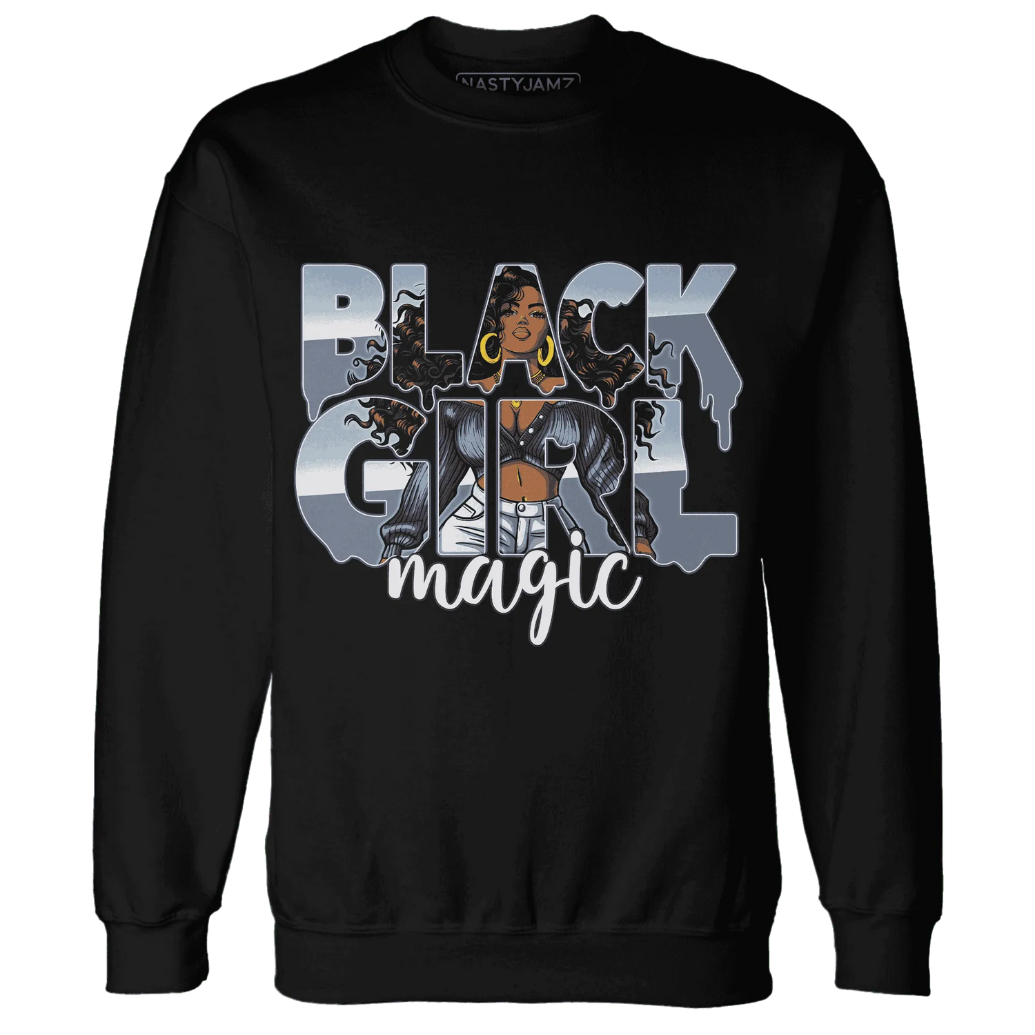 Mid-Diffused-Blue-Grey-1s-Sweatshirt-Match-Black-Girl-Magic