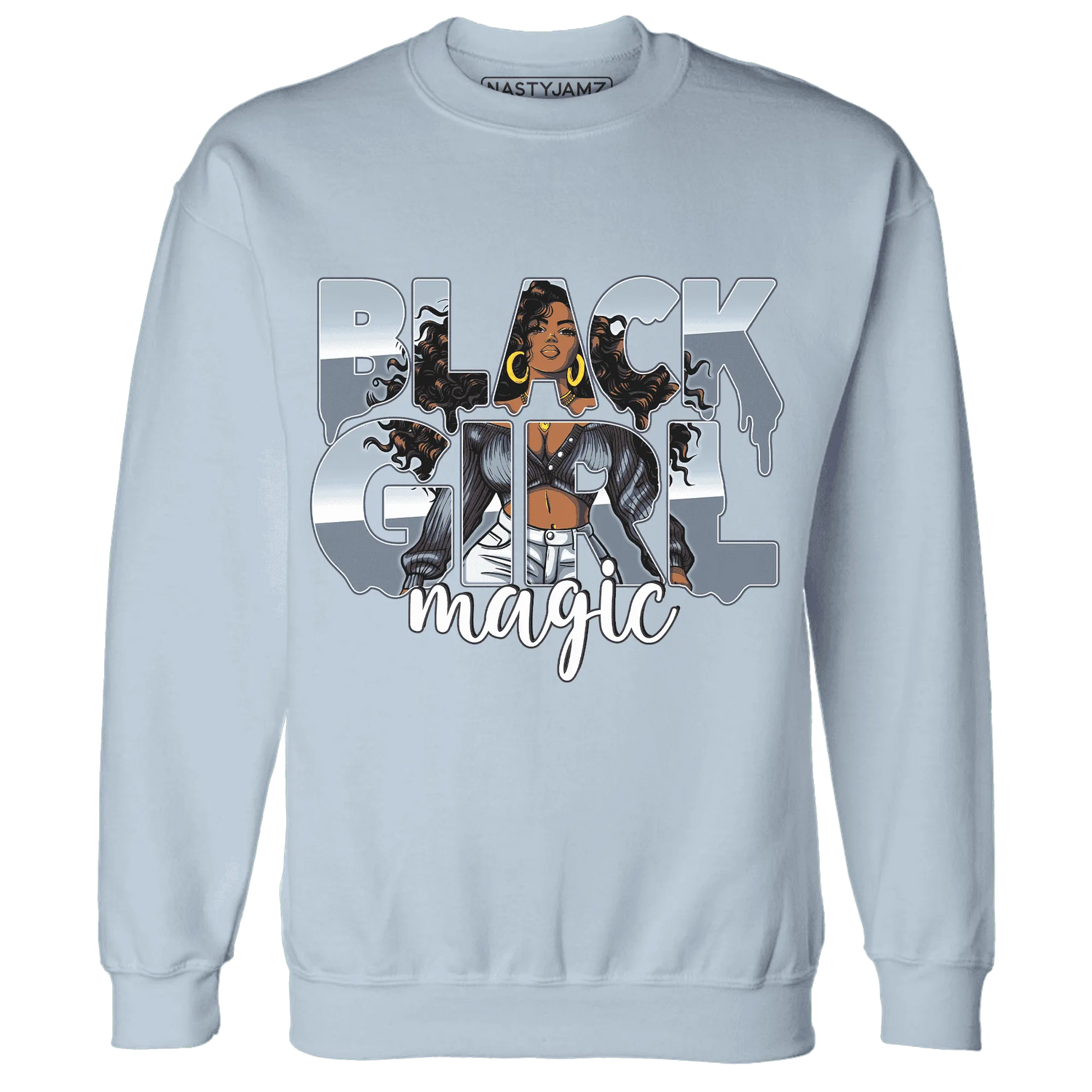 Mid-Diffused-Blue-Grey-1s-Sweatshirt-Match-Black-Girl-Magic