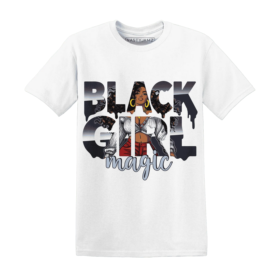 White-Navy-6s-T-Shirt-Match-Black-Girl-Magic