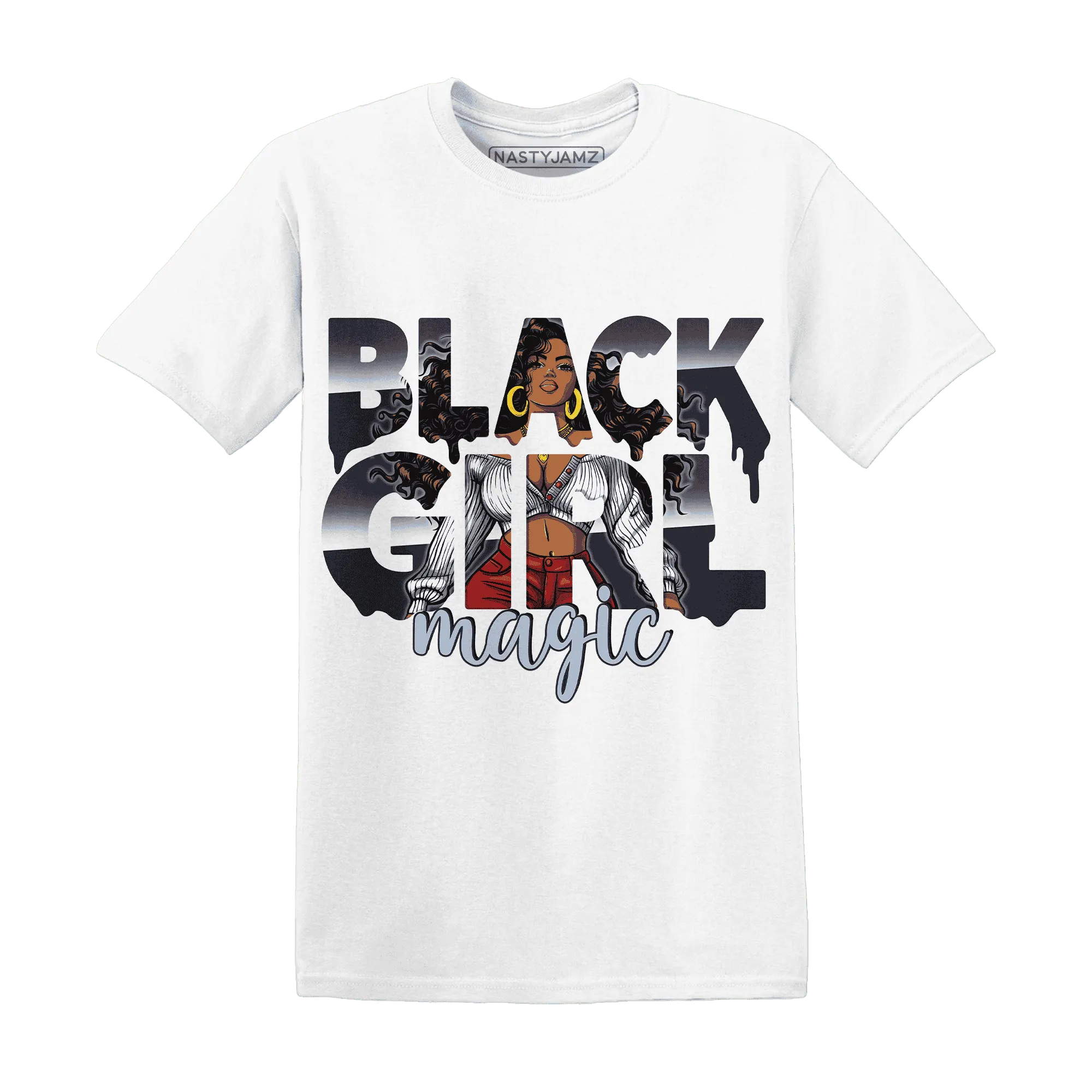 White-Navy-6s-T-Shirt-Match-Black-Girl-Magic