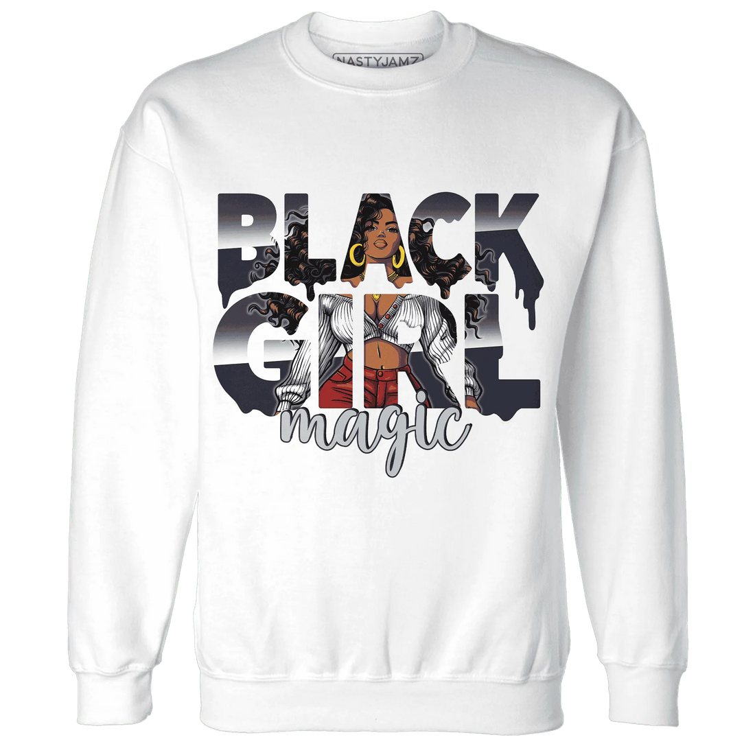 White-Navy-6s-Sweatshirt-Match-Black-Girl-Magic