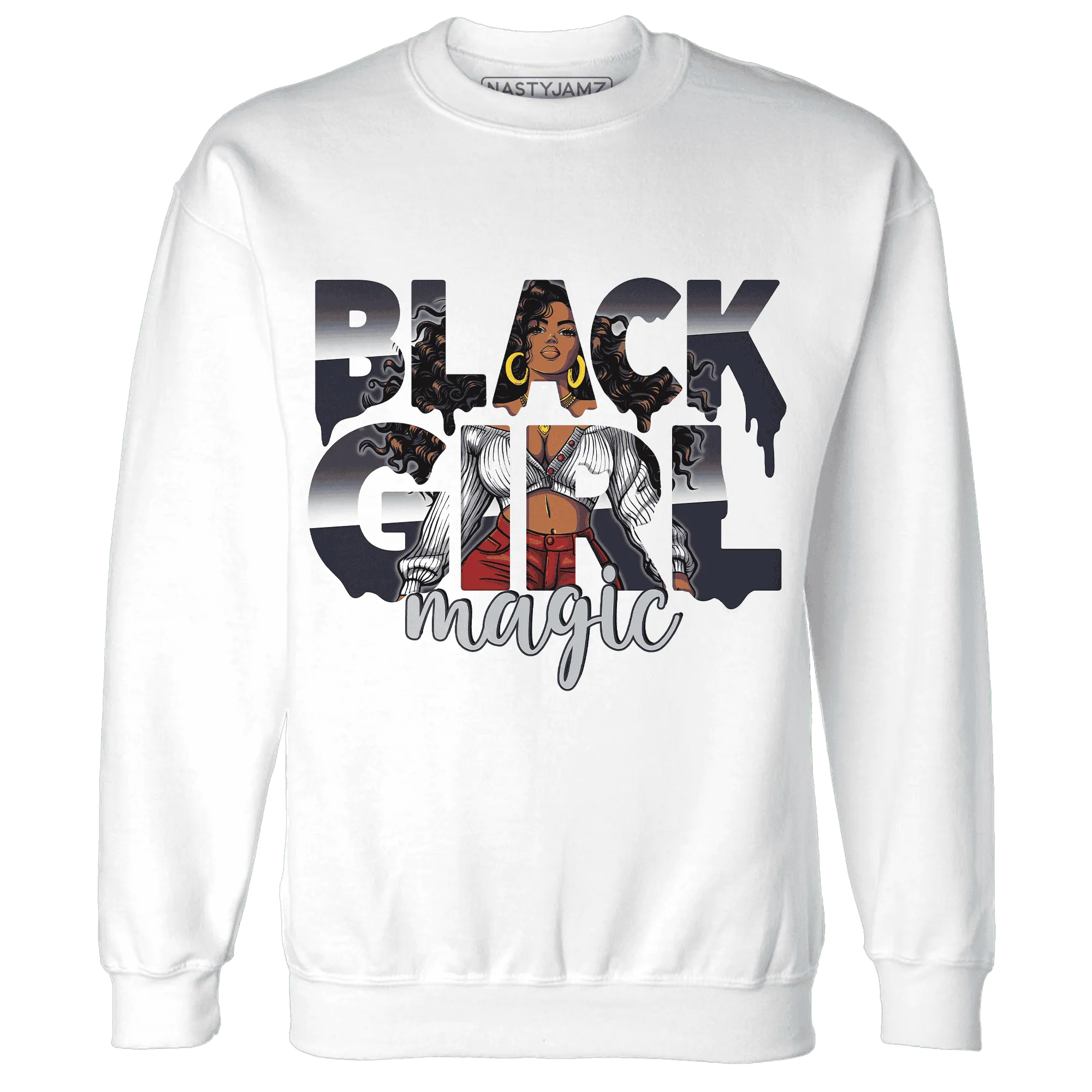 White-Navy-6s-Sweatshirt-Match-Black-Girl-Magic