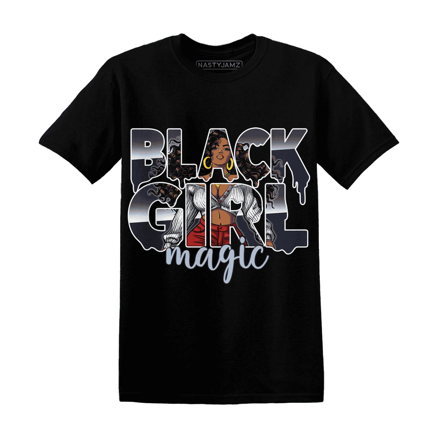 White-Navy-6s-T-Shirt-Match-Black-Girl-Magic