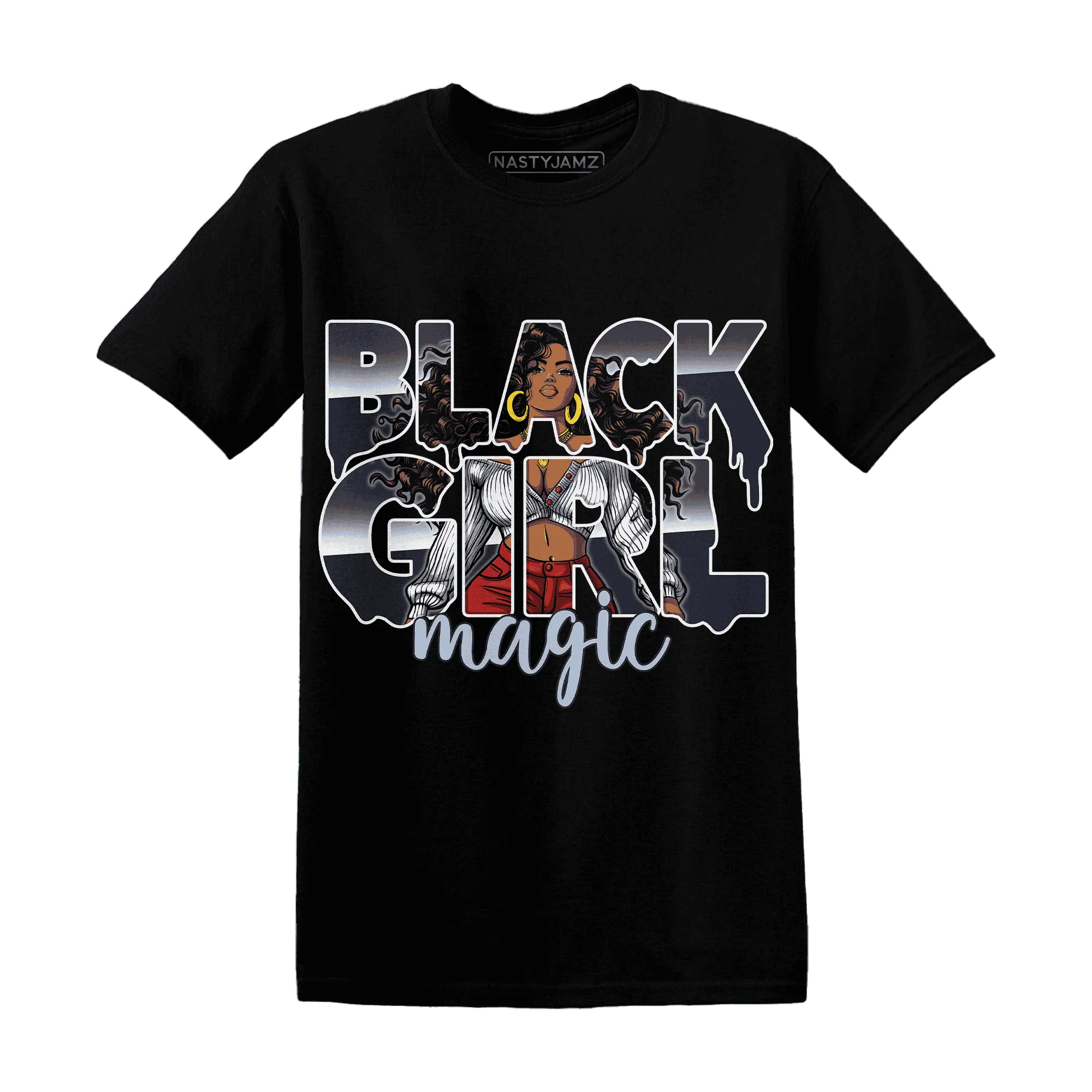 White-Navy-6s-T-Shirt-Match-Black-Girl-Magic