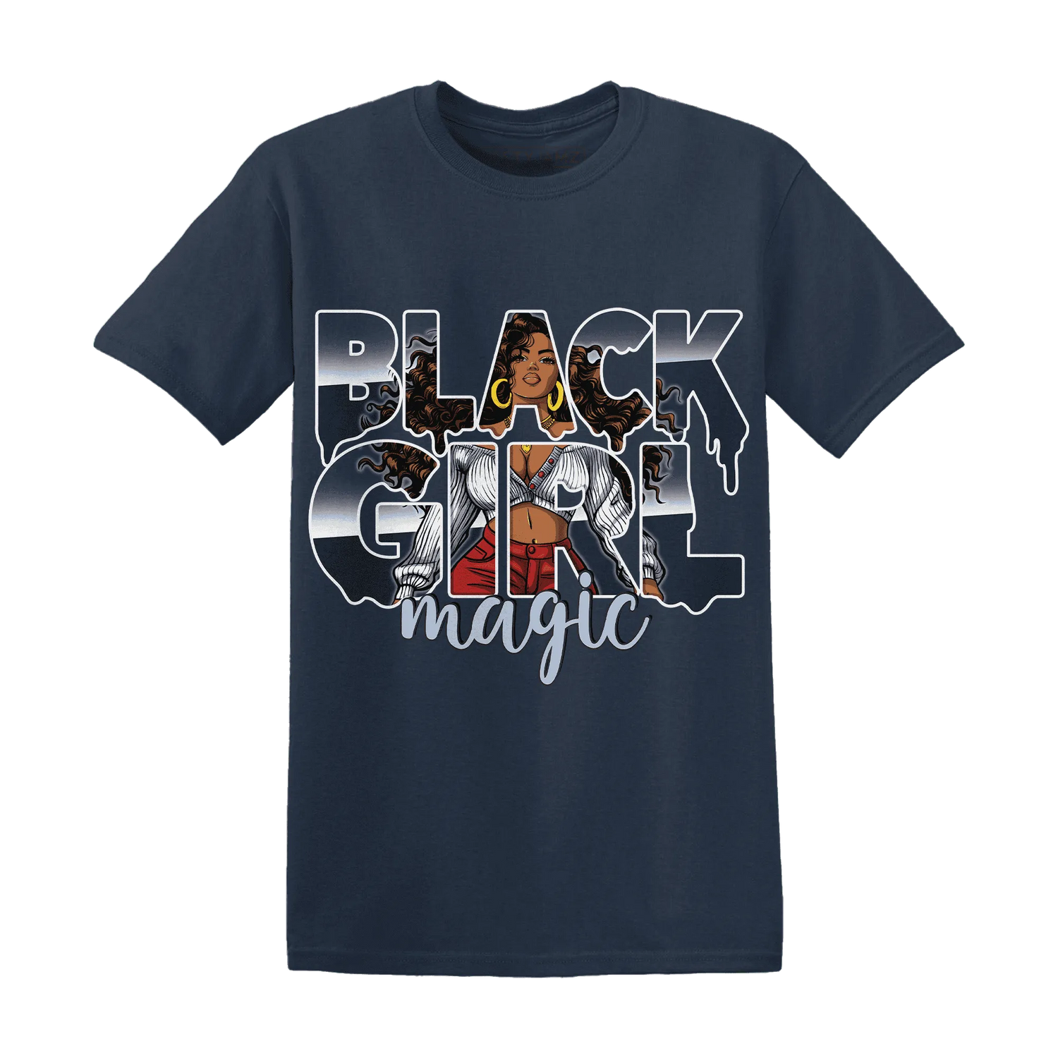 White-Navy-6s-T-Shirt-Match-Black-Girl-Magic