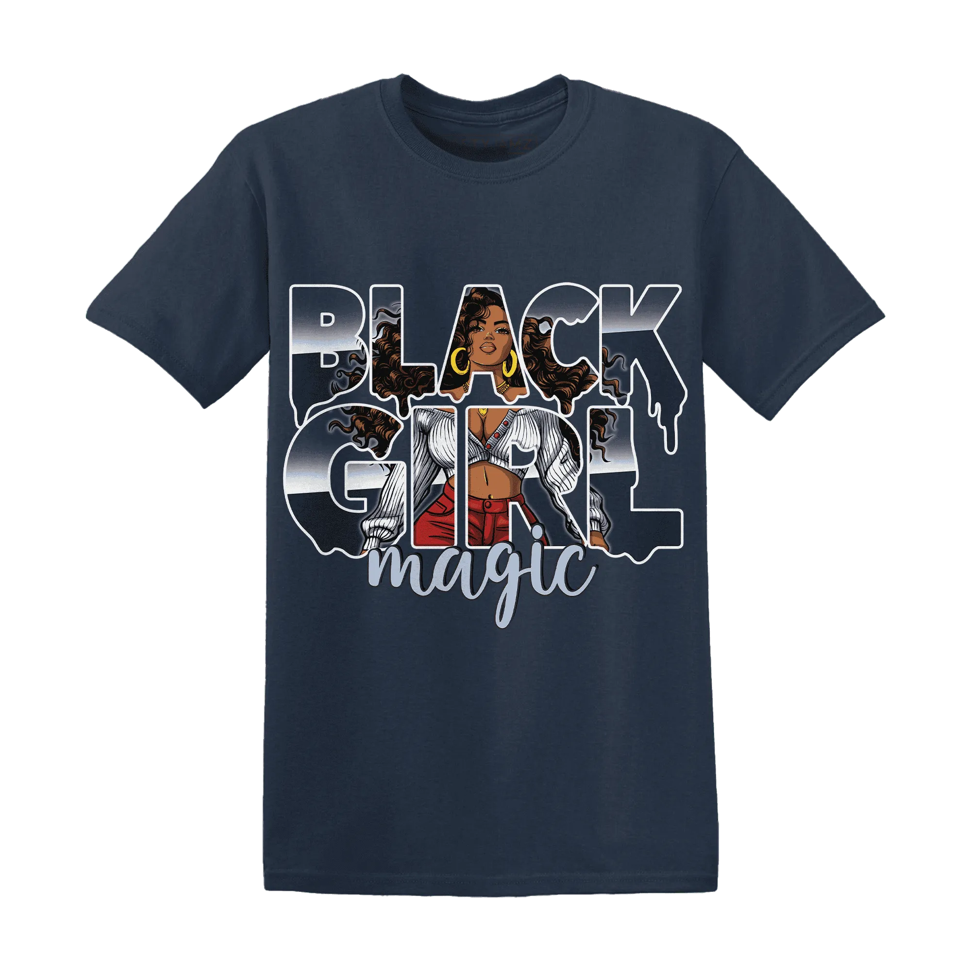 White-Navy-6s-T-Shirt-Match-Black-Girl-Magic