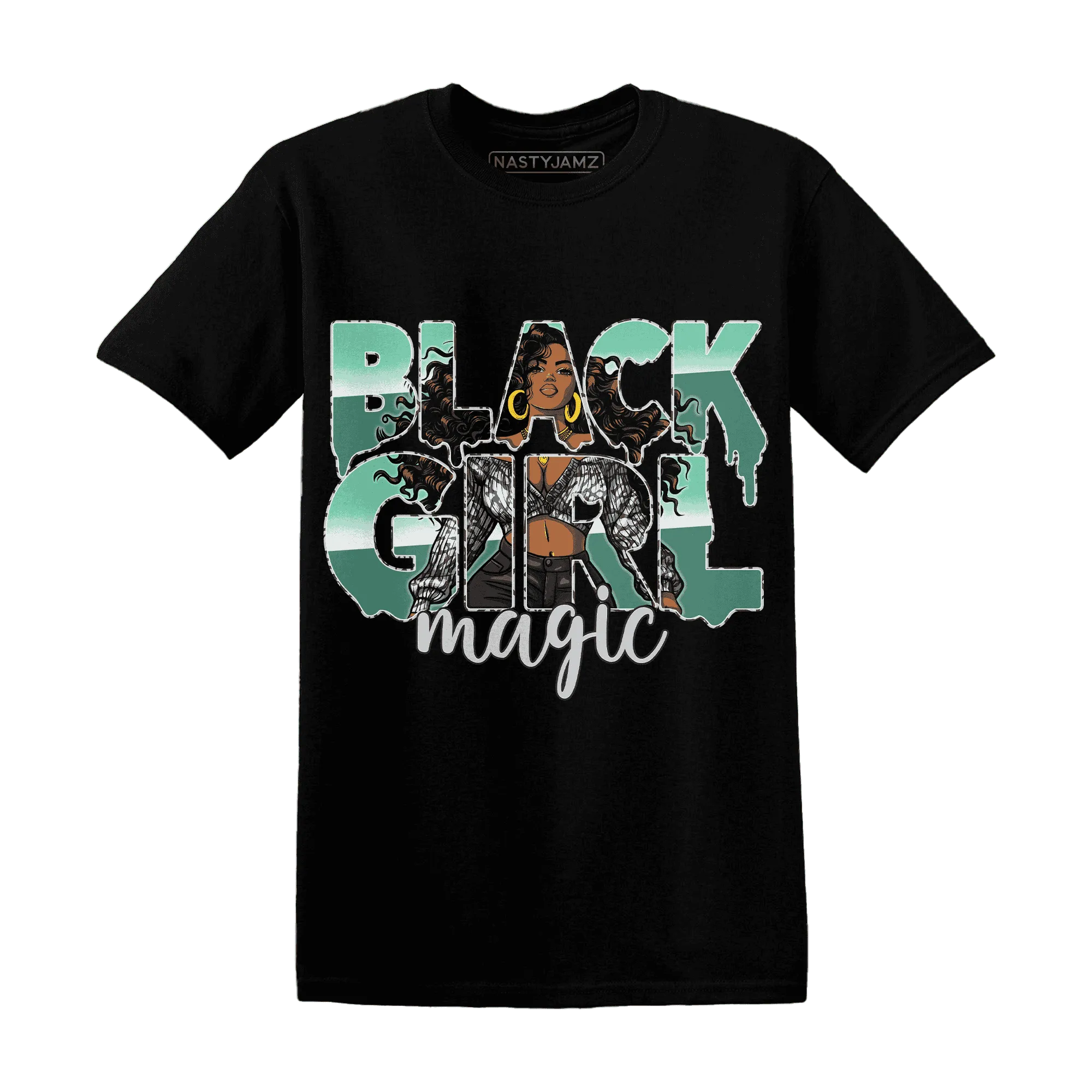 Green-Glow-3s-T-Shirt-Match-Black-Girl-Magic