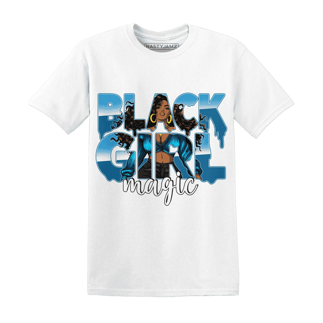 Powder-Blue-9s-T-Shirt-Match-Black-Girl-Magic