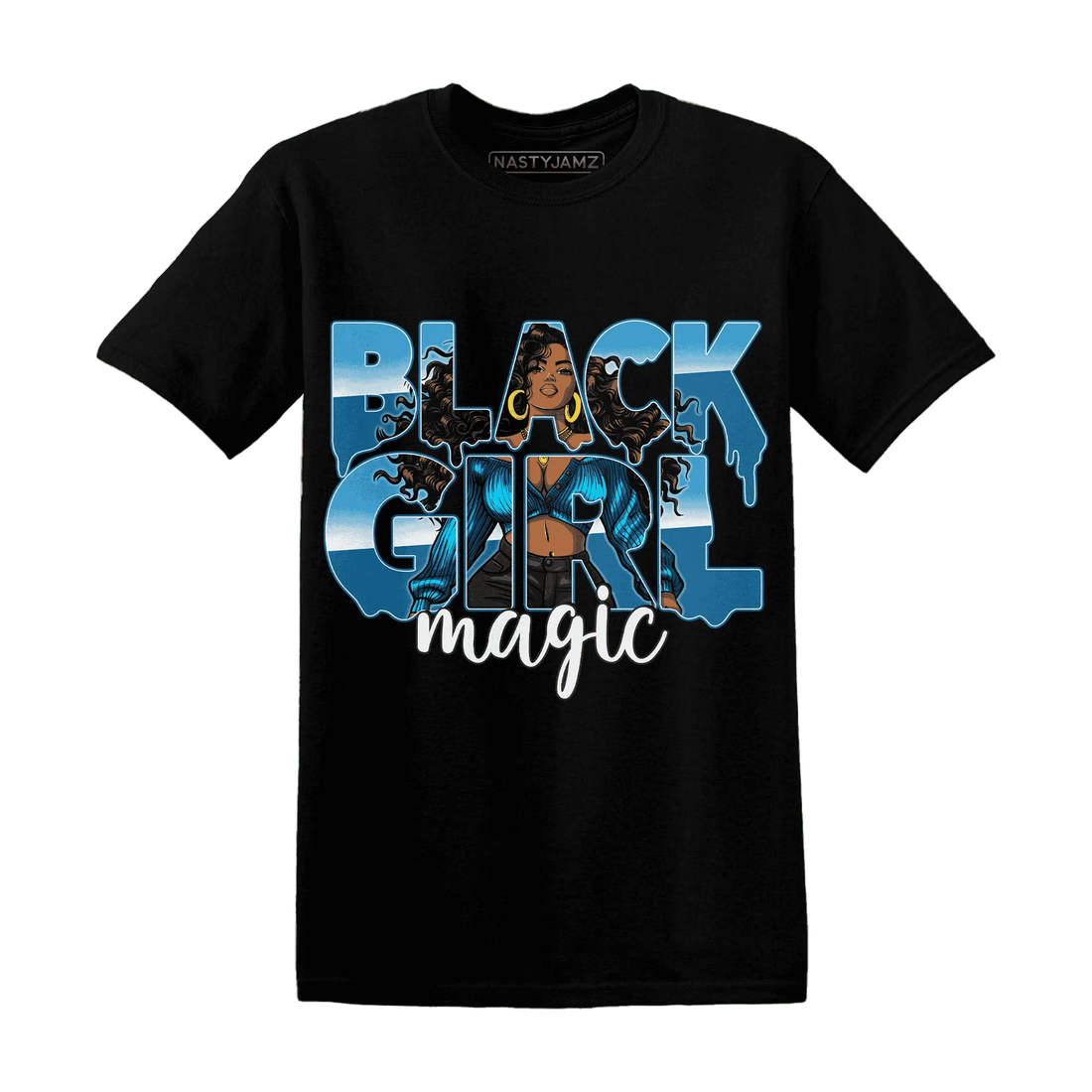 Powder-Blue-9s-T-Shirt-Match-Black-Girl-Magic