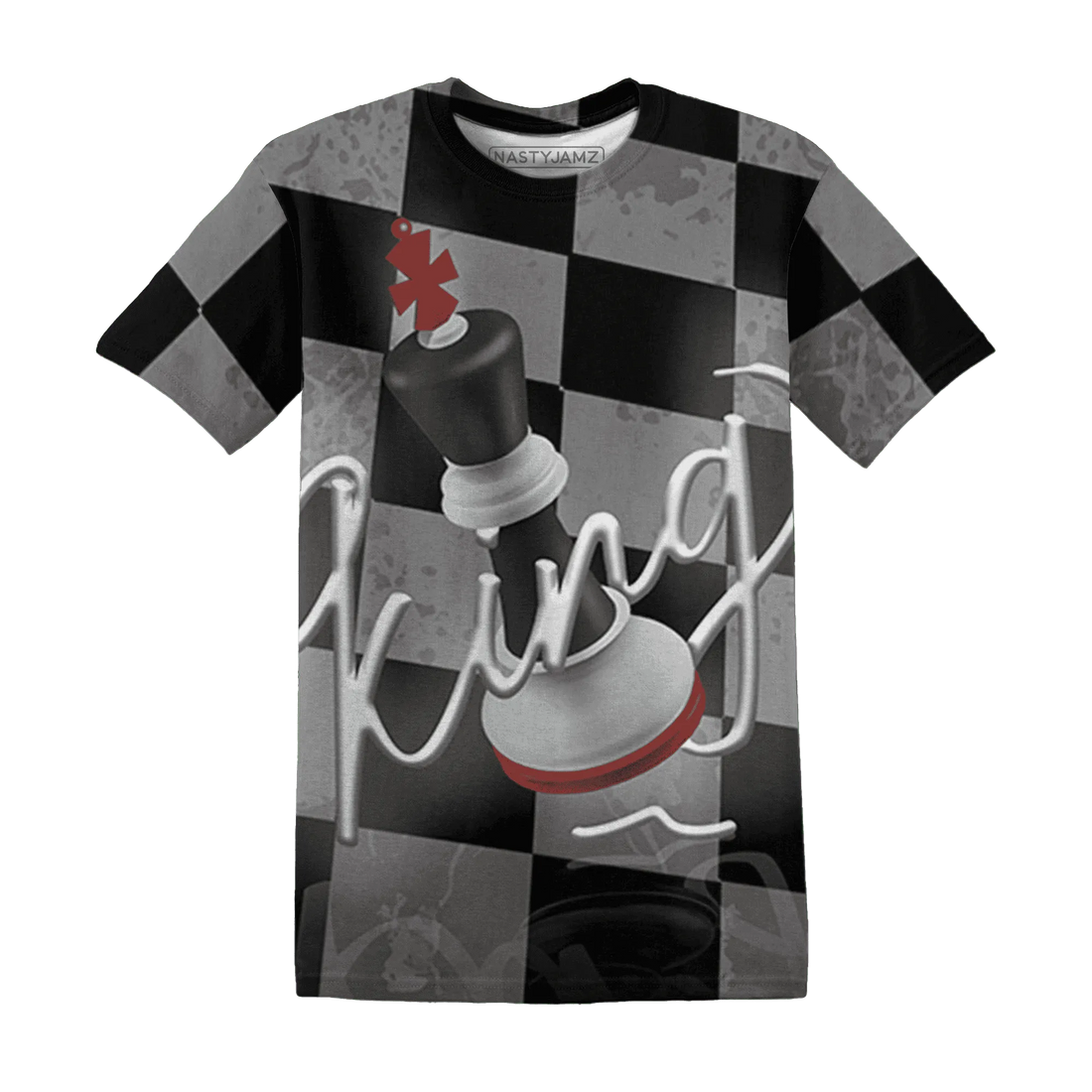 Retro-Red-Taxi-12s-T-Shirt-Match-Black-King-3D