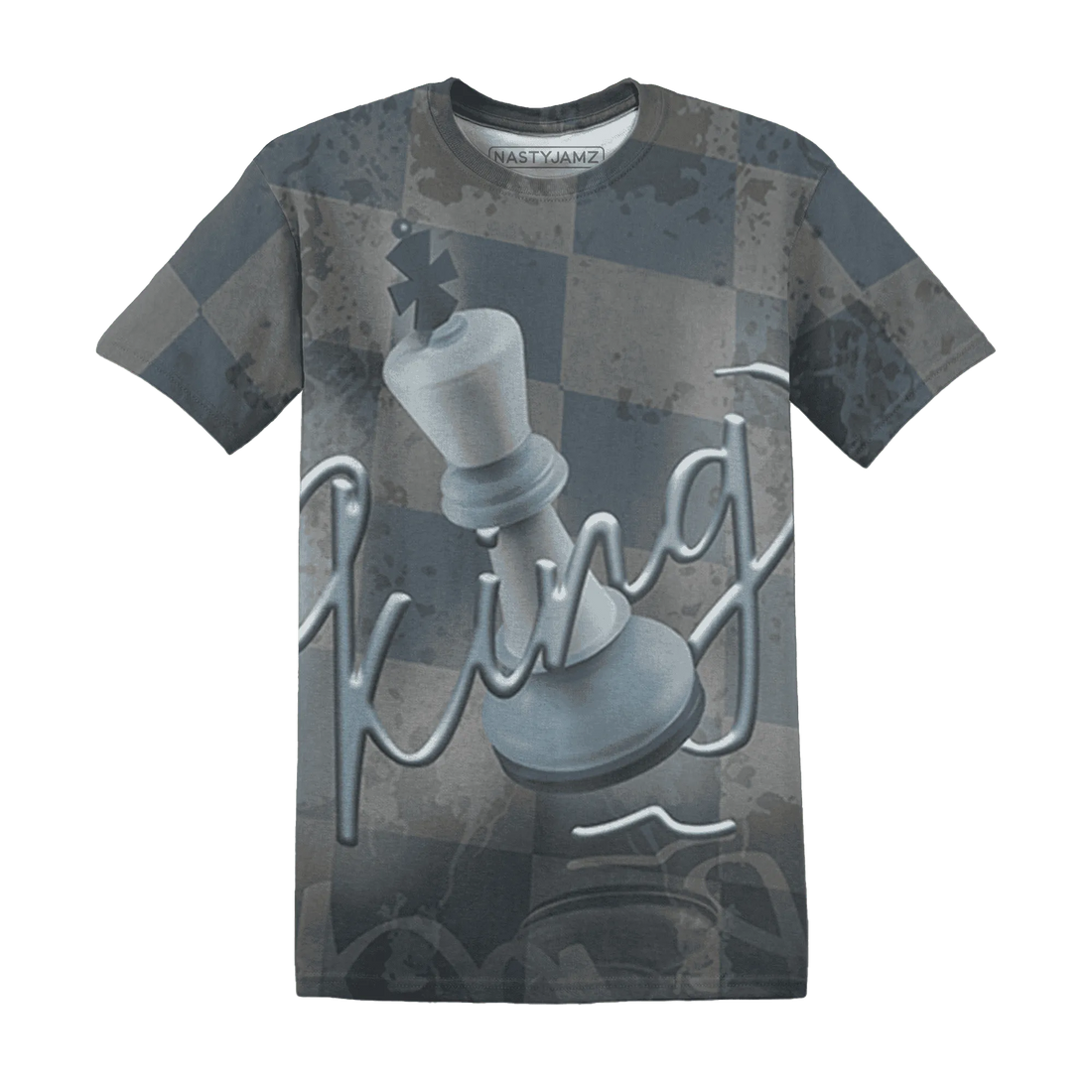 Mid-Diffused-Blue-Grey-1s-T-Shirt-Match-Black-King-3D