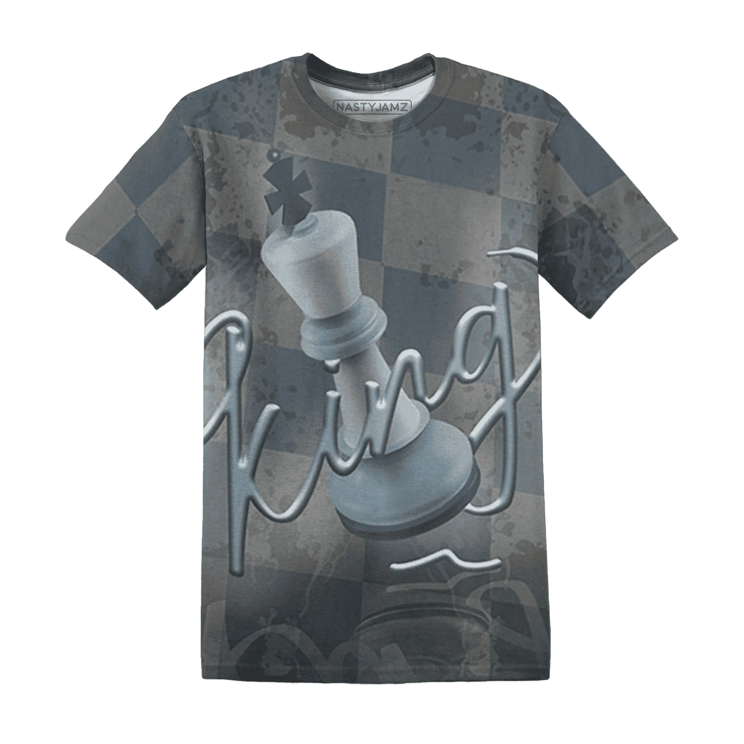 Mid-Diffused-Blue-Grey-1s-T-Shirt-Match-Black-King-3D