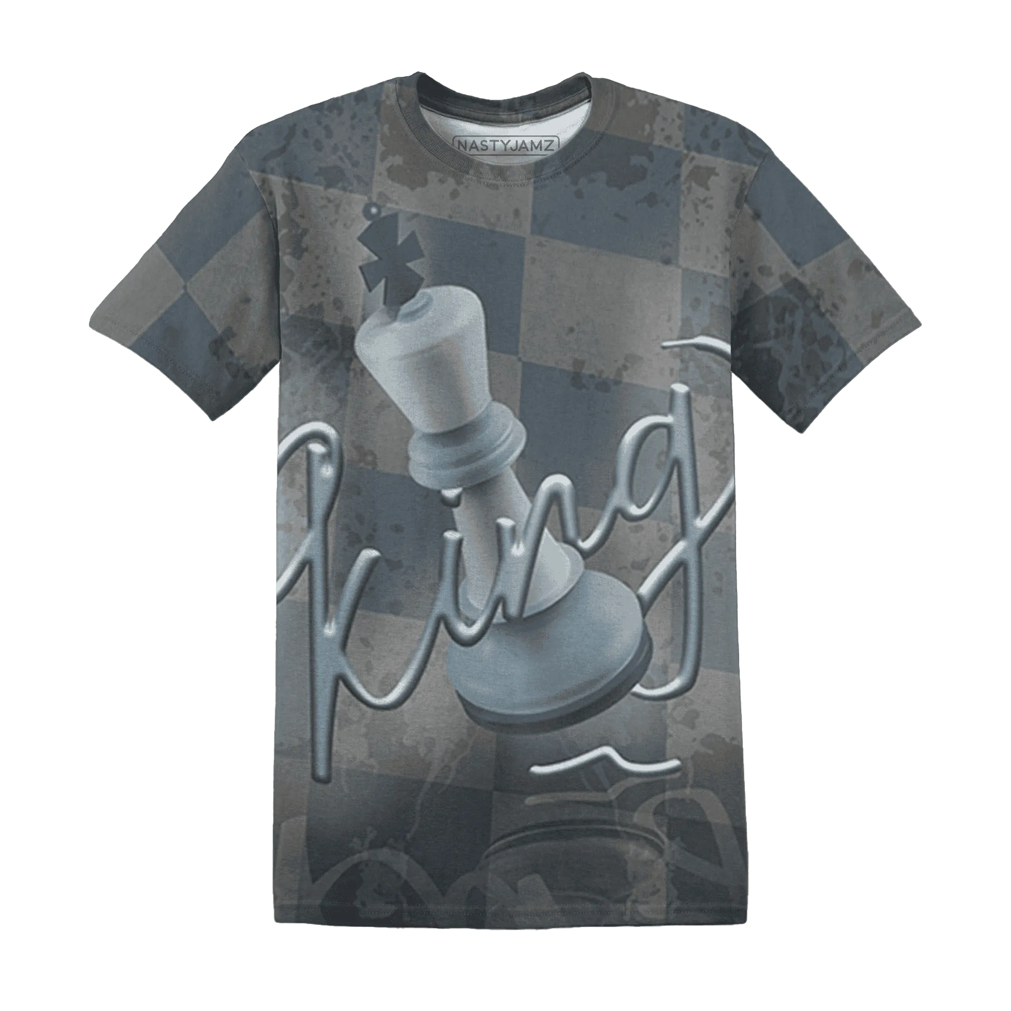 Mid-Diffused-Blue-Grey-1s-T-Shirt-Match-Black-King-3D