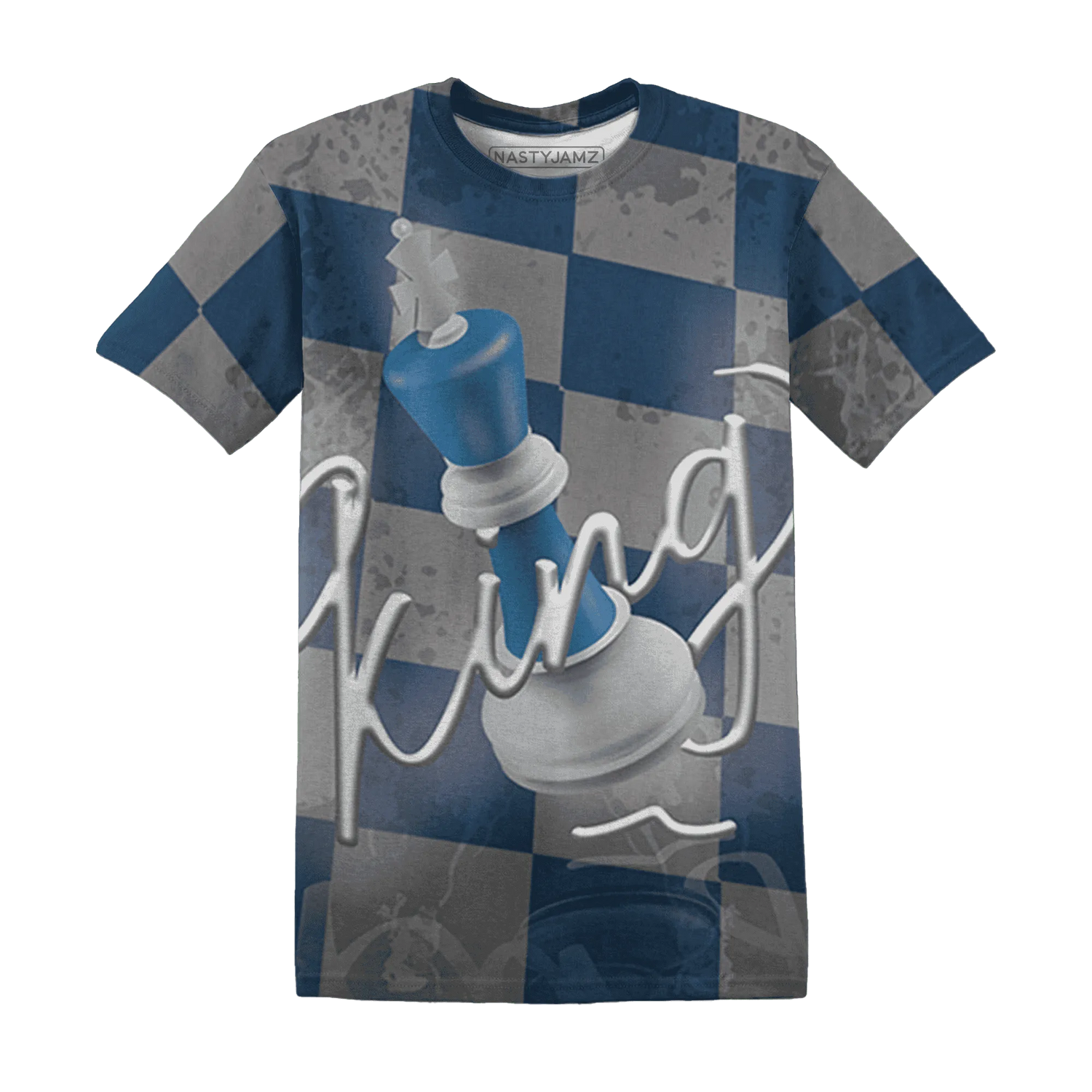 Industrial-Blue-4s-T-Shirt-Match-Black-King-3D