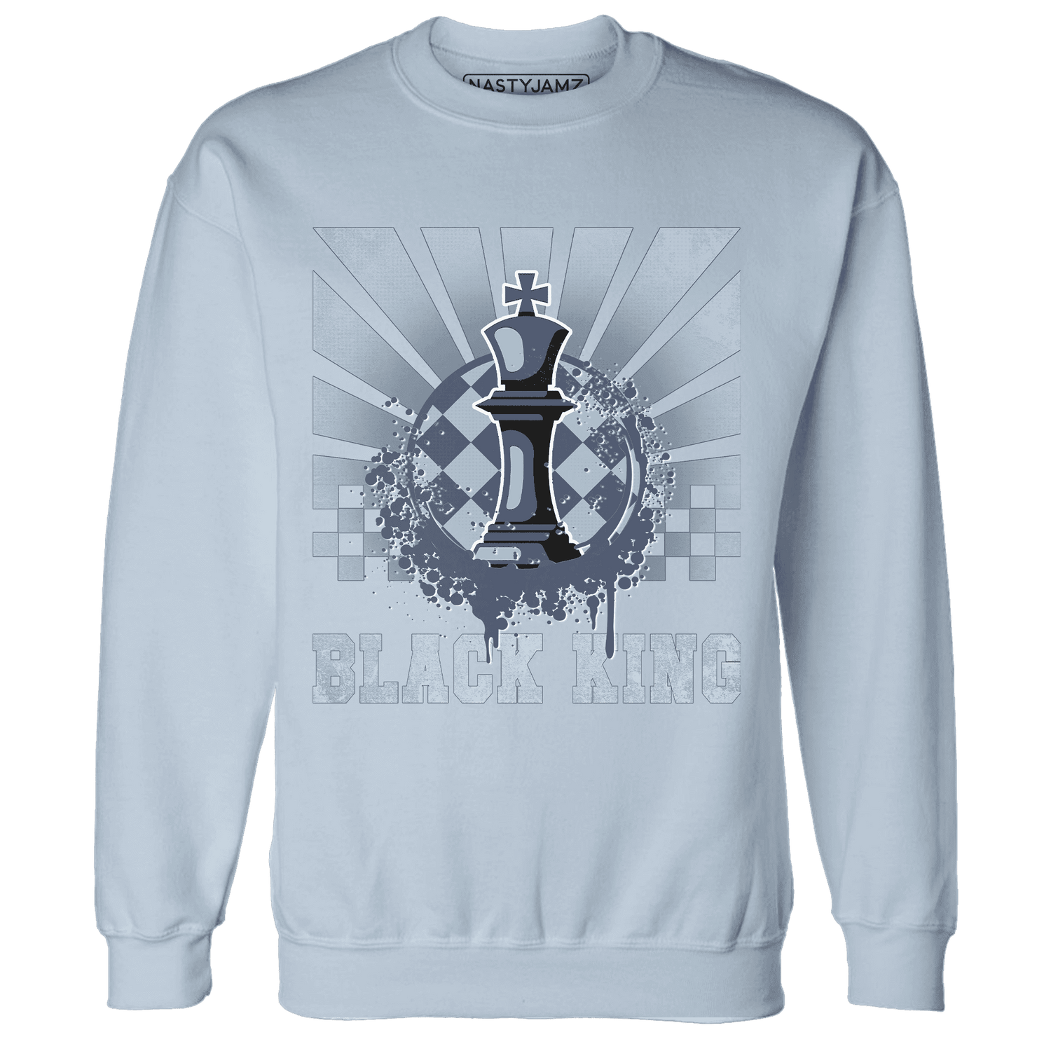 Mid Diffused Blue Grey 1s Sweatshirt Match Black King Collection - NastyJamz