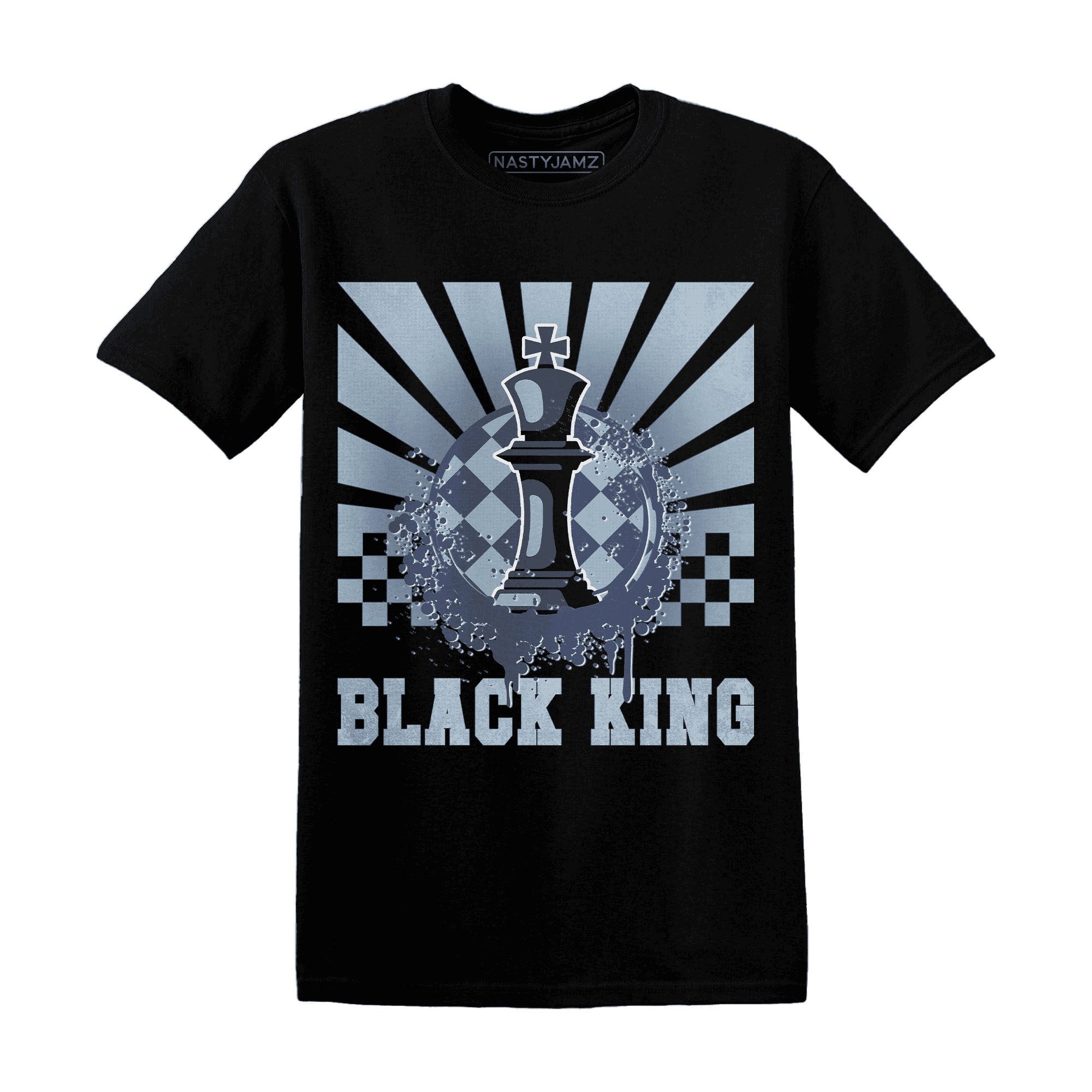 Mid Diffused Blue Grey 1s T Shirt Match Black King Collection - NastyJamz