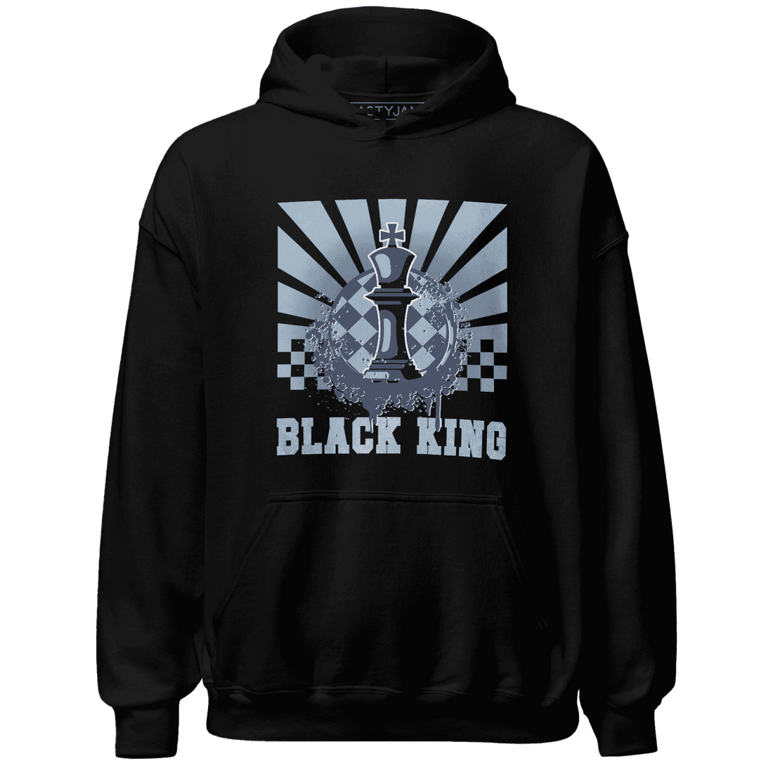 Mid Diffused Blue Grey 1s Hoodie Match Black King Collection - NastyJamz