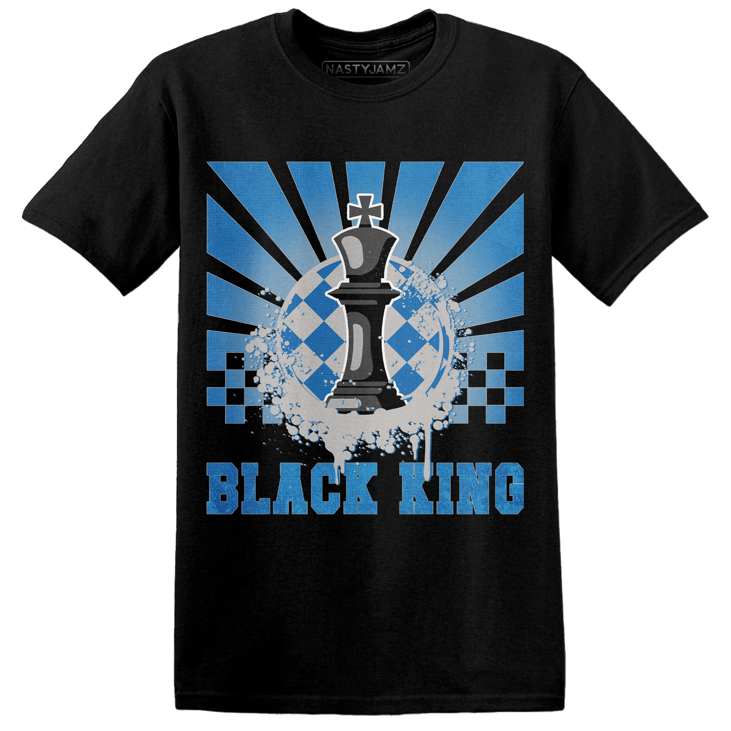 Industrial Blue 4s T Shirt Match Black King Collection - NastyJamz