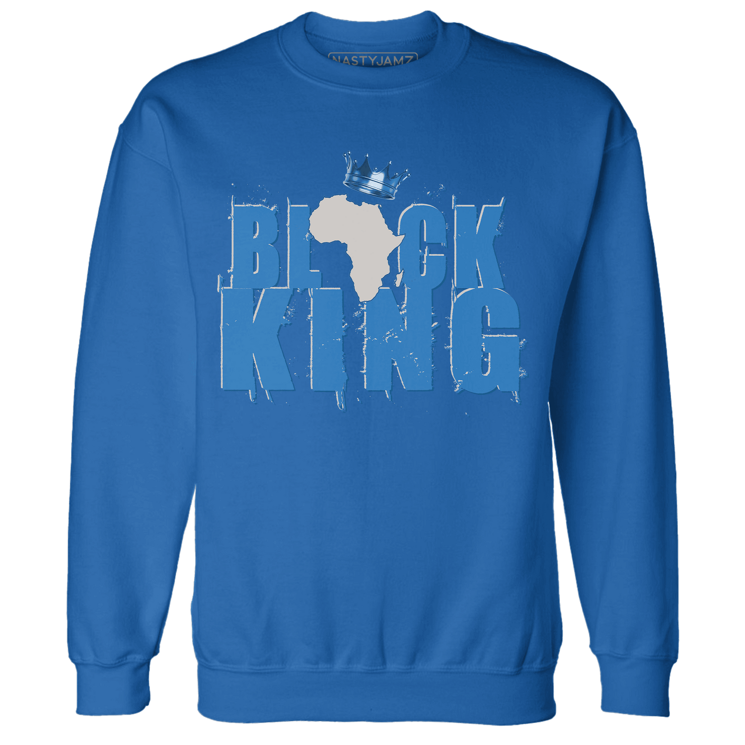 Industrial Blue 4s Sweatshirt Match Black King Crown - NastyJamz