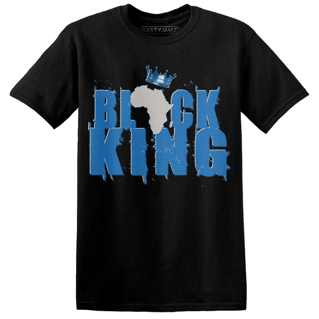 Industrial Blue 4s T Shirt Match Black King Crown - NastyJamz