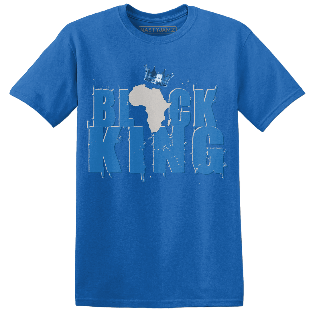 Industrial Blue 4s T Shirt Match Black King Crown - NastyJamz