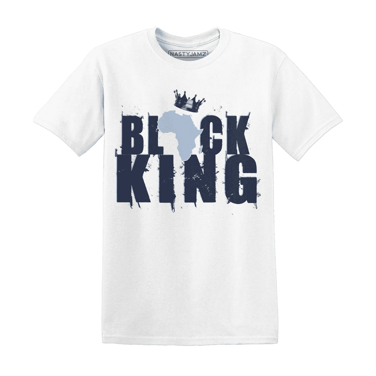 White-Navy-6s-T-Shirt-Match-Black-King-Crown
