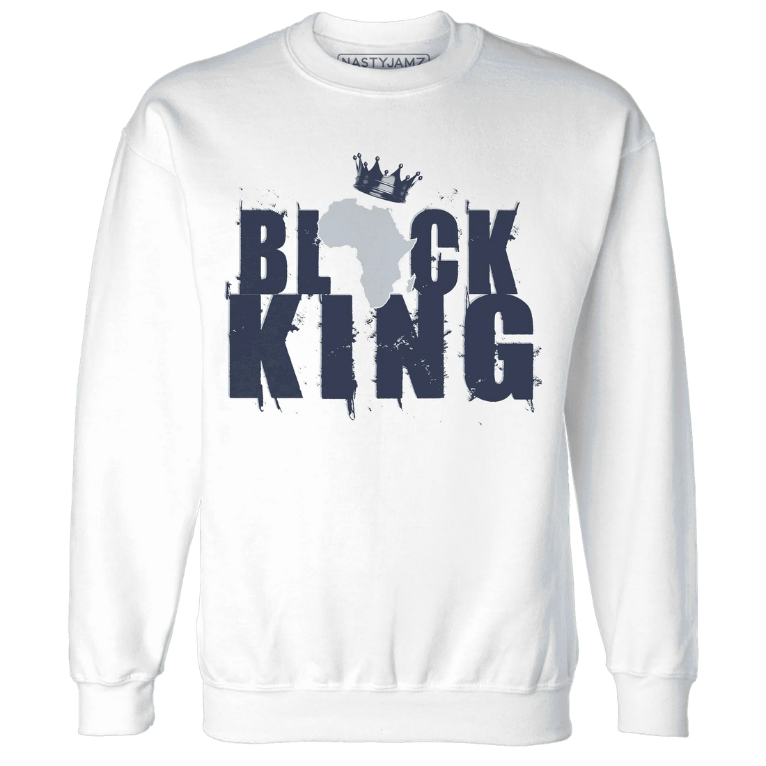 White-Navy-6s-Sweatshirt-Match-Black-King-Crown