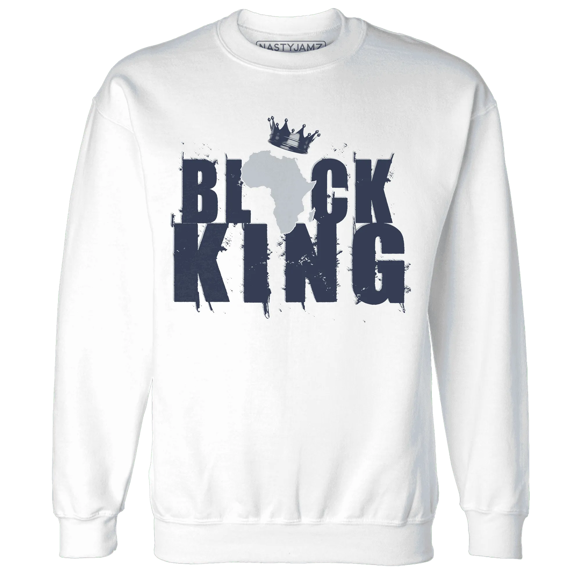 White-Navy-6s-Sweatshirt-Match-Black-King-Crown