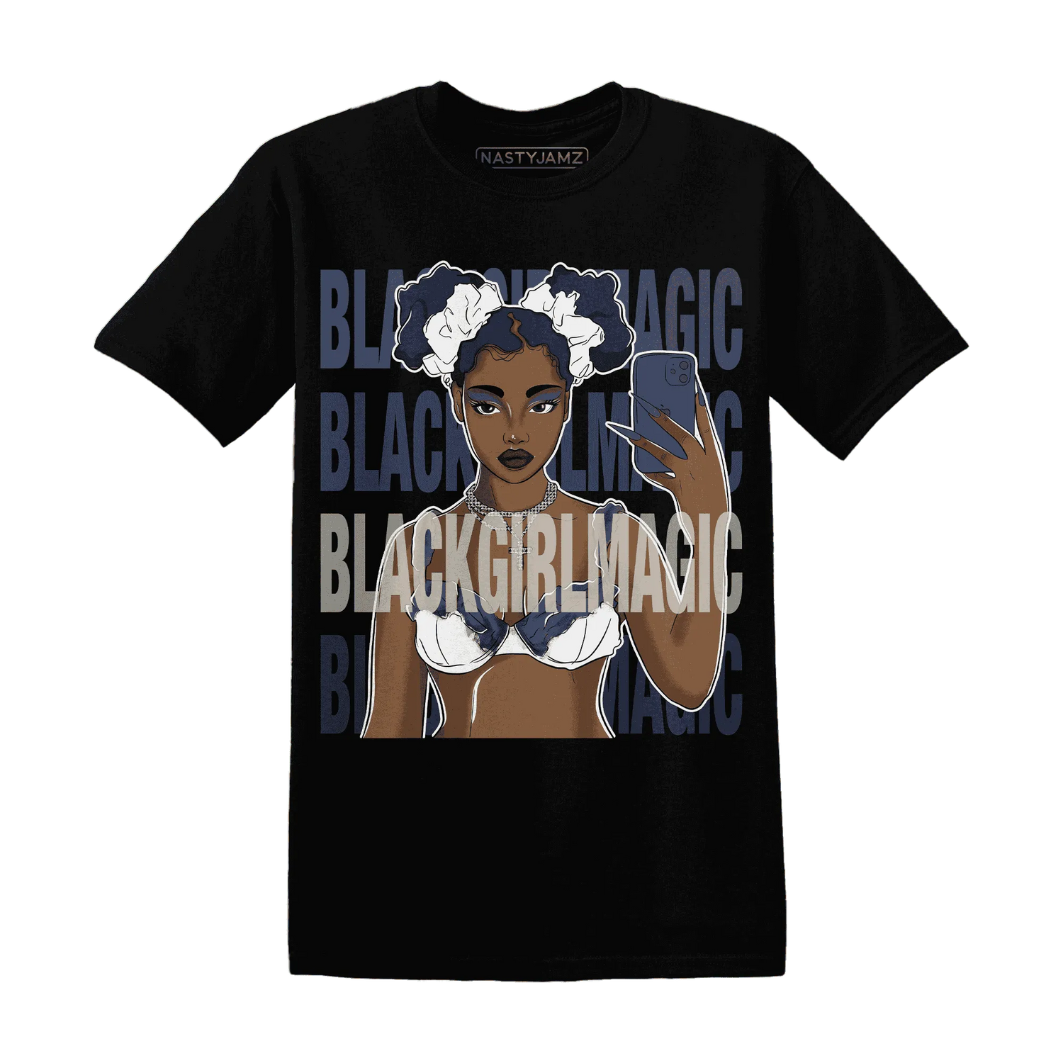 Low-Diffused-Blue-11s-T-Shirt-Match-Black-Magic-Girl-Selfie
