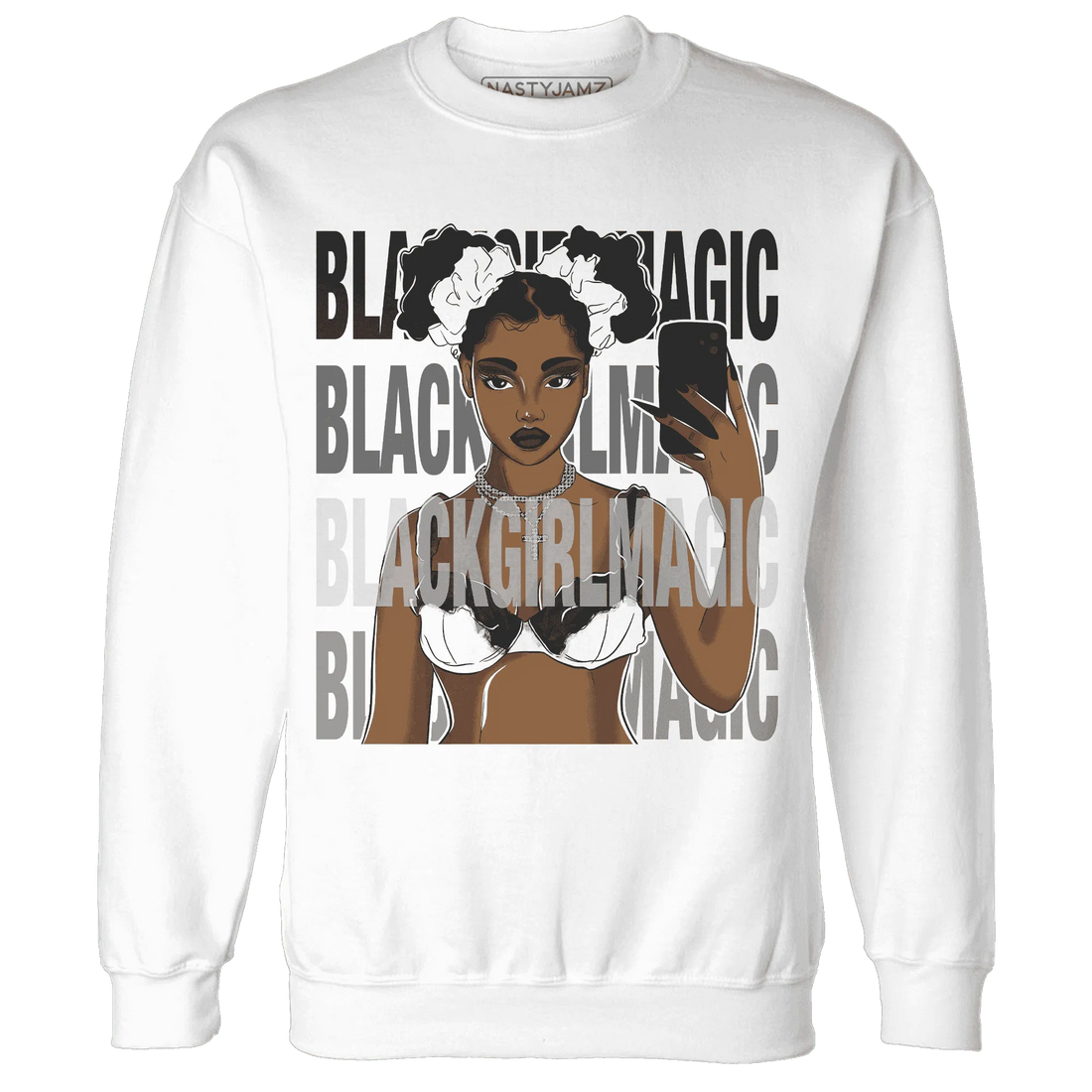 White-Thunder-4s-Sweatshirt-Match-Black-Magic-Girl-Selfie