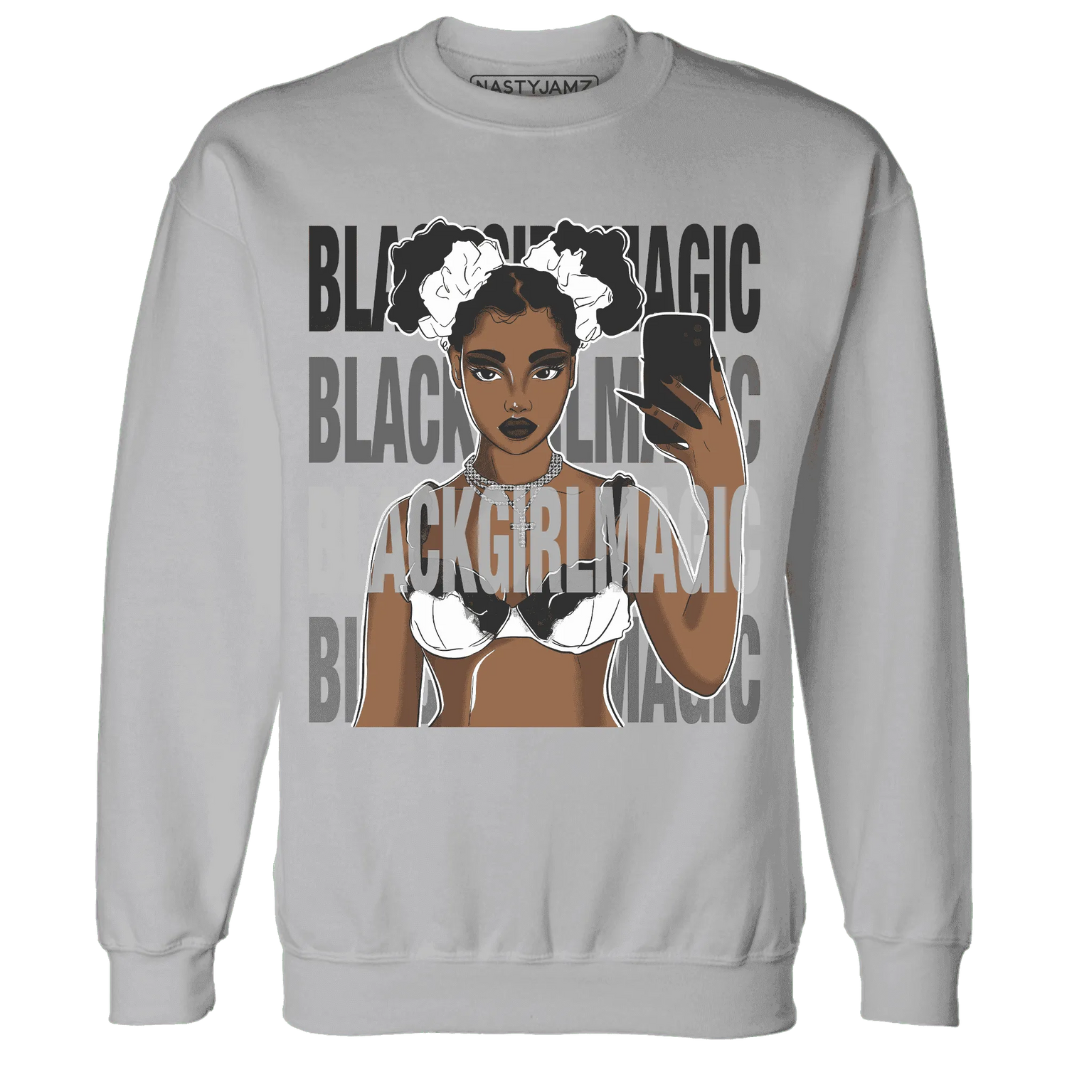 White-Thunder-4s-Sweatshirt-Match-Black-Magic-Girl-Selfie