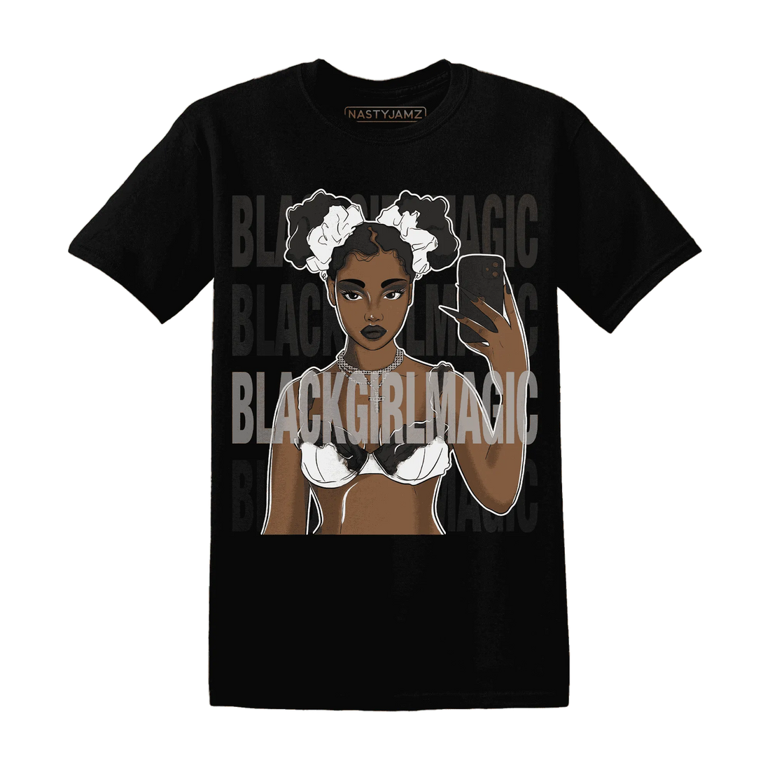 White-Thunder-4s-T-Shirt-Match-Black-Magic-Girl-Selfie