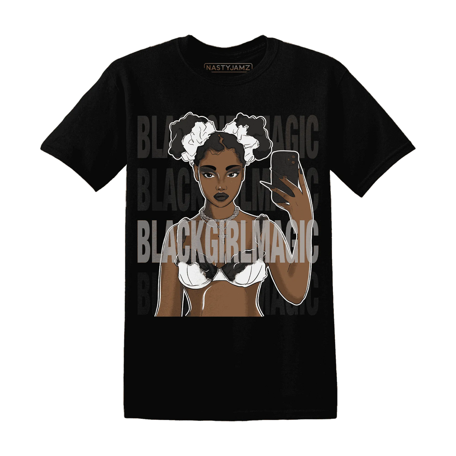 White-Thunder-4s-T-Shirt-Match-Black-Magic-Girl-Selfie