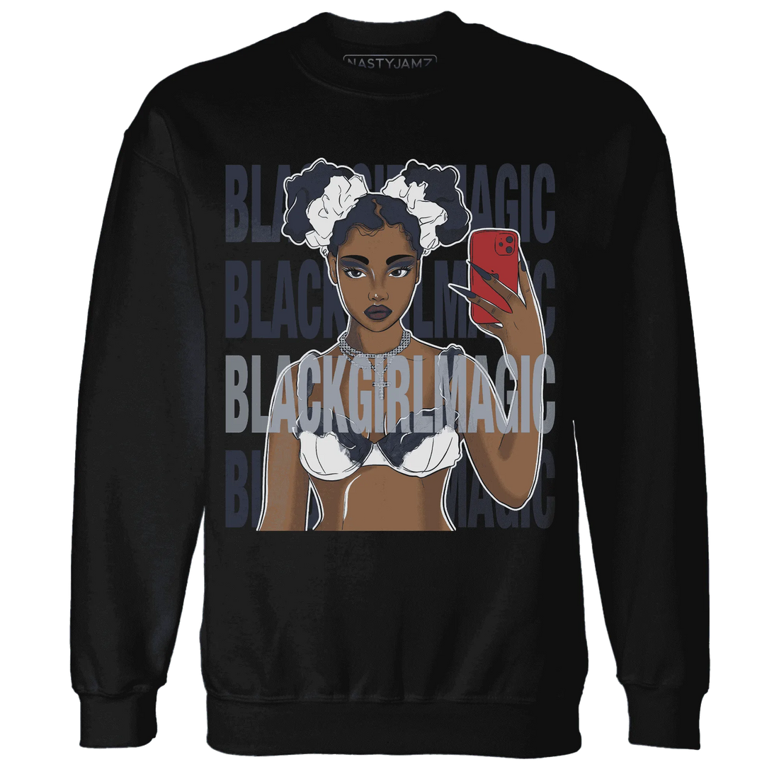 White-Navy-6s-Sweatshirt-Match-Black-Magic-Girl-Selfie