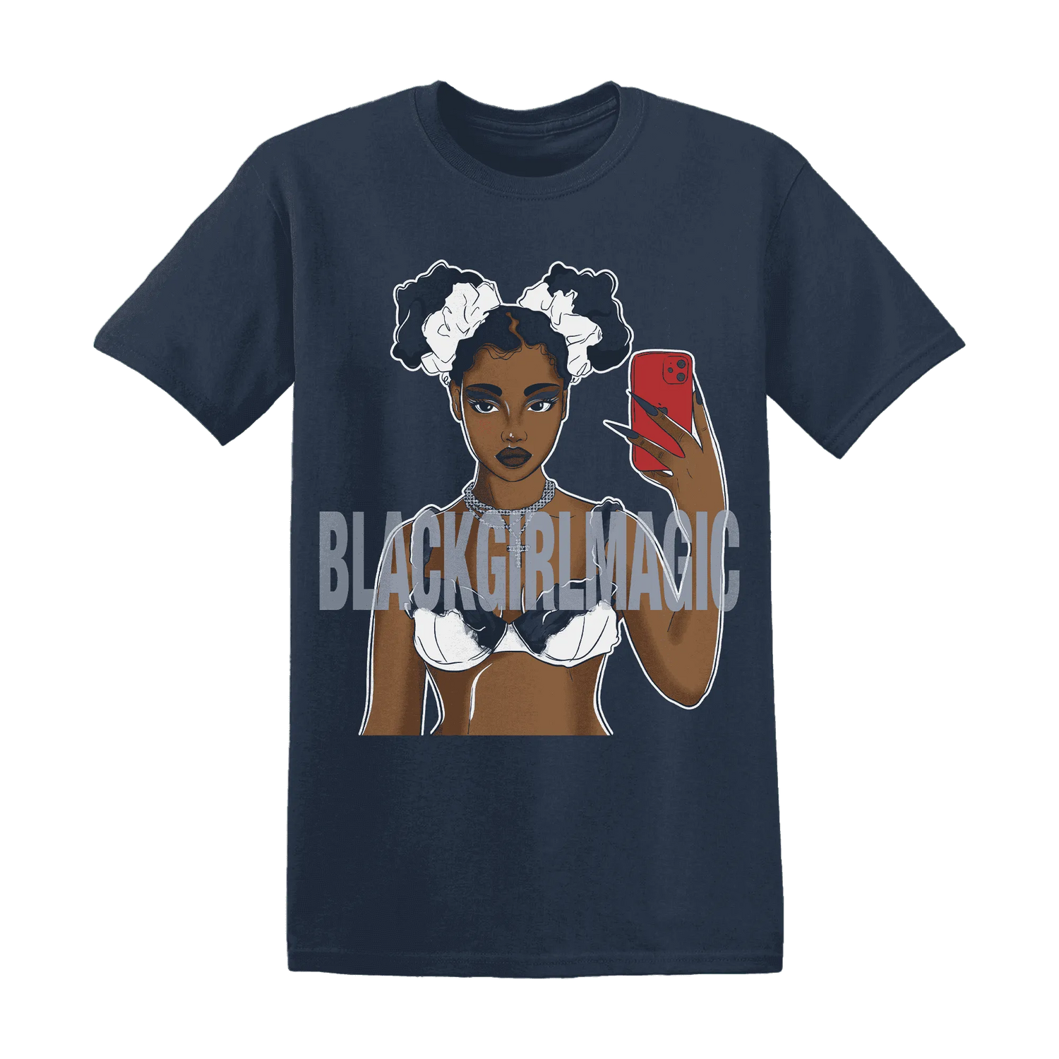 White-Navy-6s-T-Shirt-Match-Black-Magic-Girl-Selfie