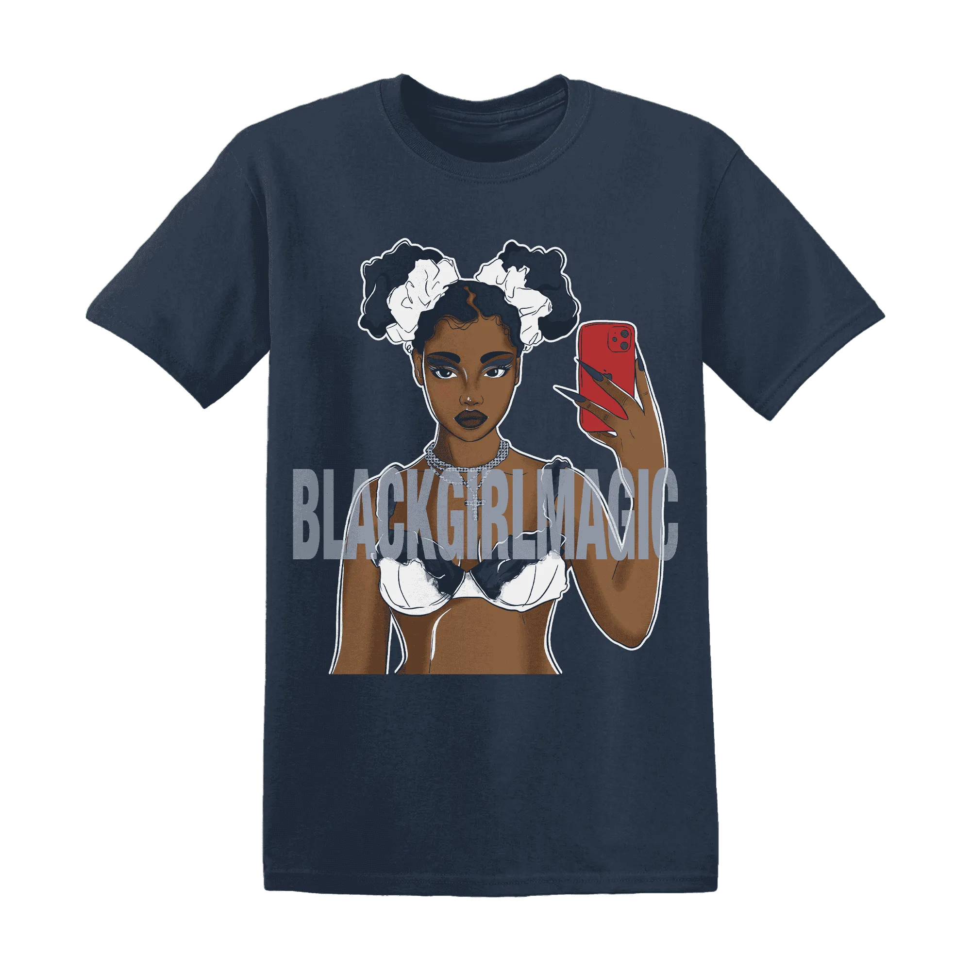 White-Navy-6s-T-Shirt-Match-Black-Magic-Girl-Selfie