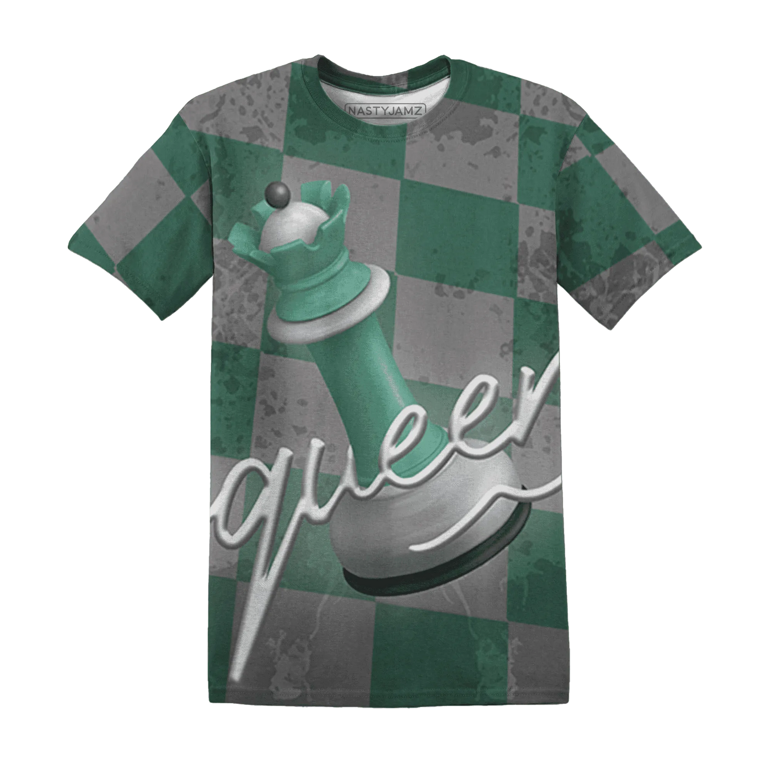 High-OG-Green-Glow-1s-T-Shirt-Match-Black-Queen-3D