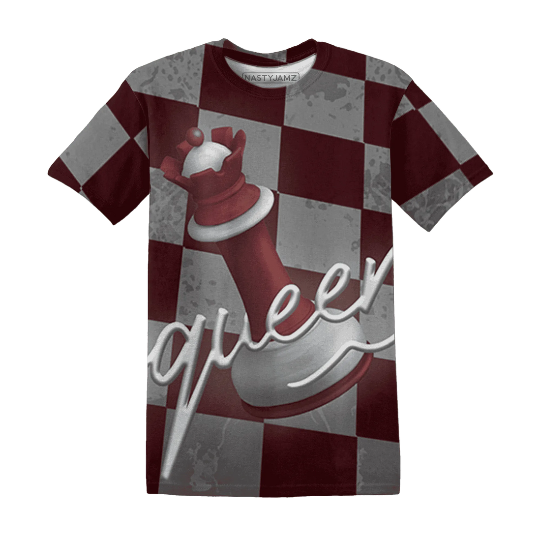 High-White-Team-Red-1s-T-Shirt-Match-Black-Queen-3D